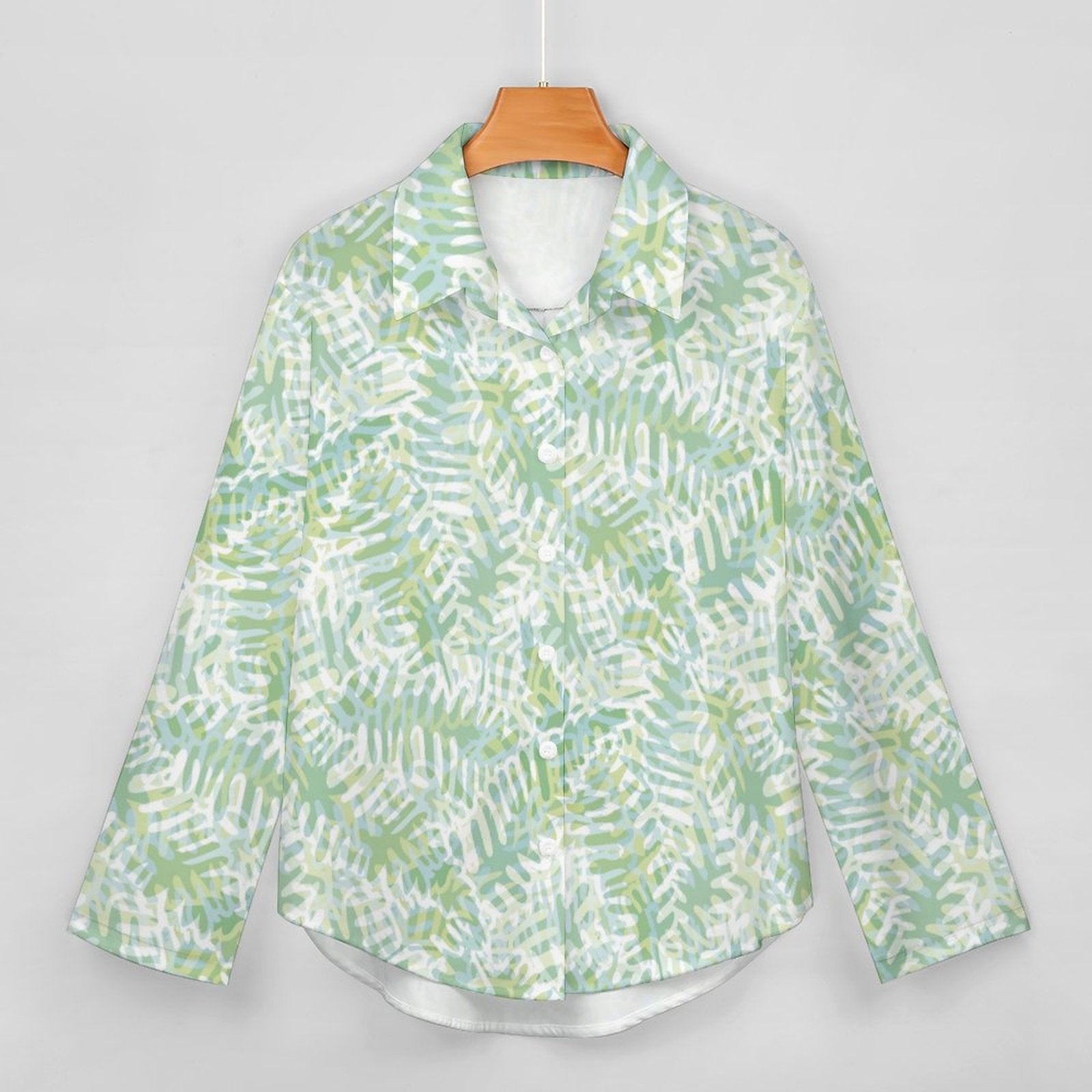 Women's Irregular Hem Button-Up Shirt - Fresh Ferns