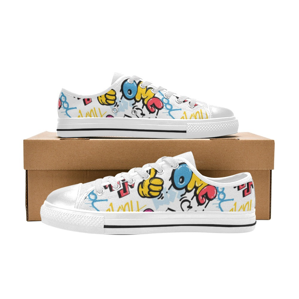 Kid's Low Top Canvas Shoes - Graffiti