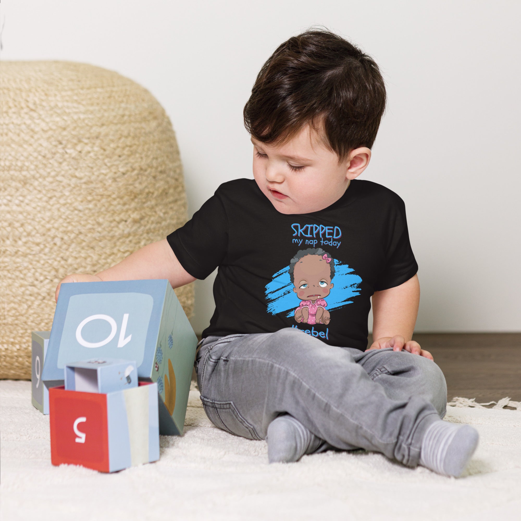 T-shirt à manches courtes en jersey pour bébé - #Rebel (Noir)