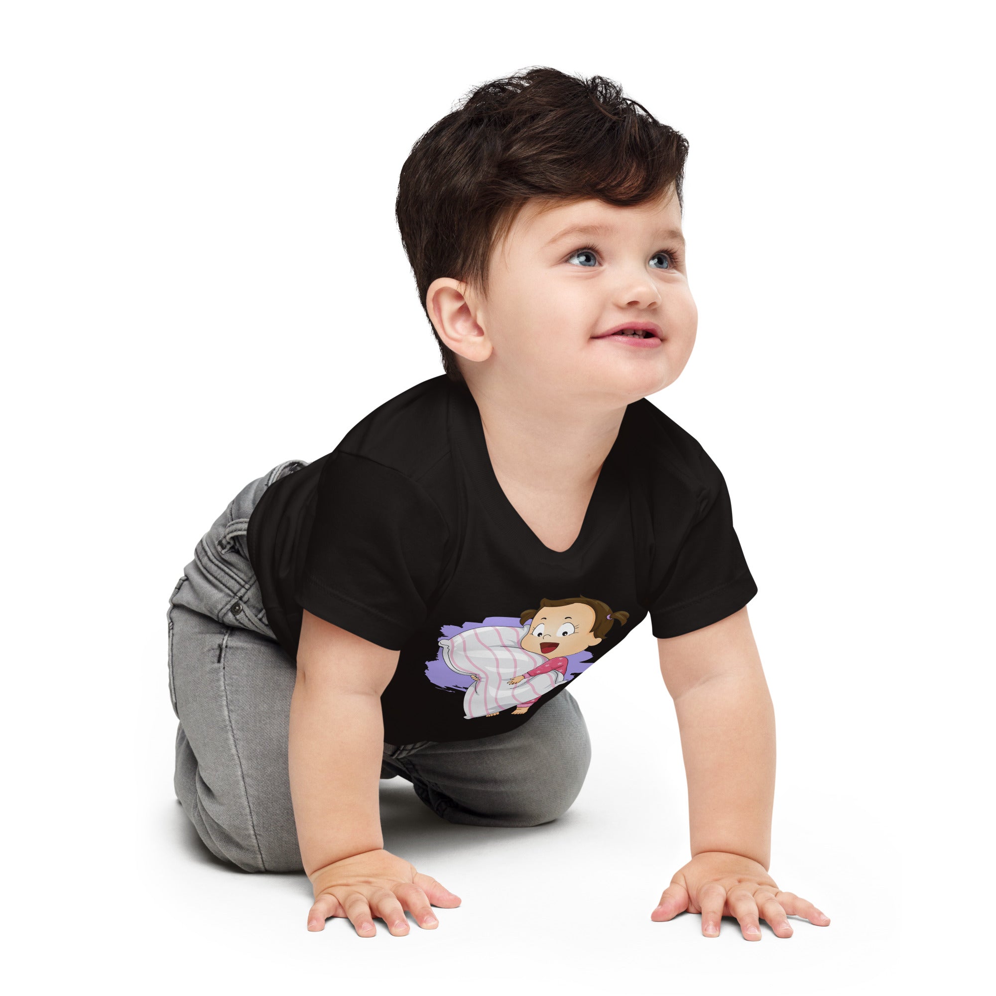 T-shirt à manches courtes en jersey pour bébé - Heure du coucher (Noir)