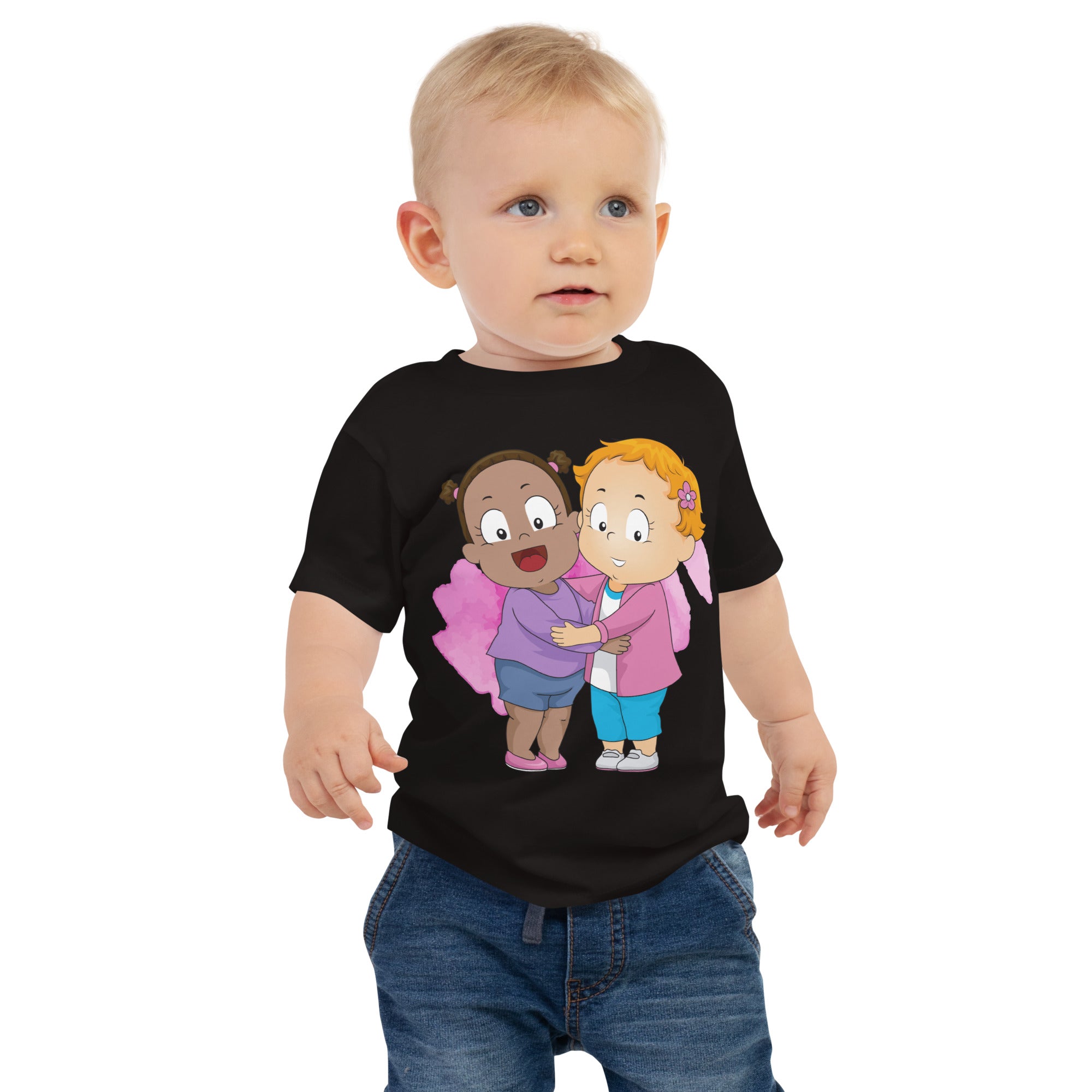 T-shirt à manches courtes en jersey pour bébé - Besties (Noir)