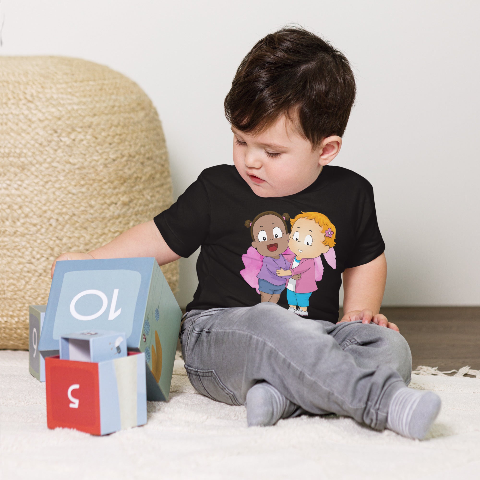 T-shirt à manches courtes en jersey pour bébé - Besties (Noir)