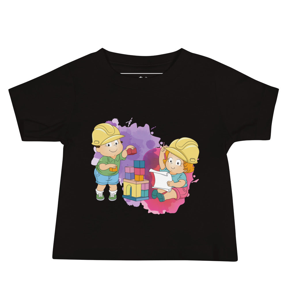 Camiseta de manga corta para bebé - Bloques (Negro)