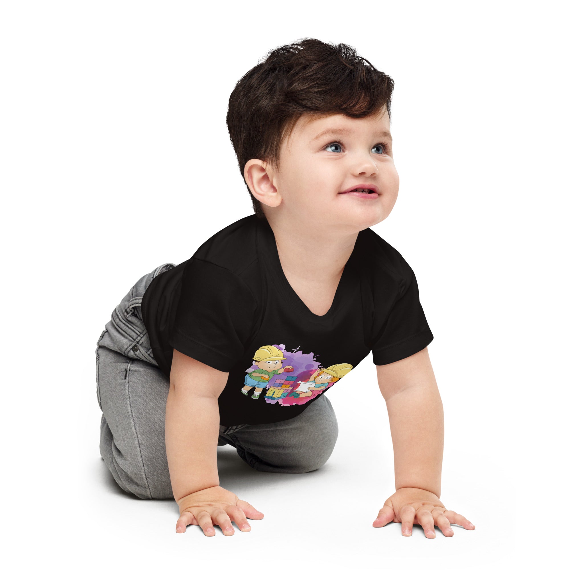 Baby Jersey Short Sleeve Tee - Blocks (Black)