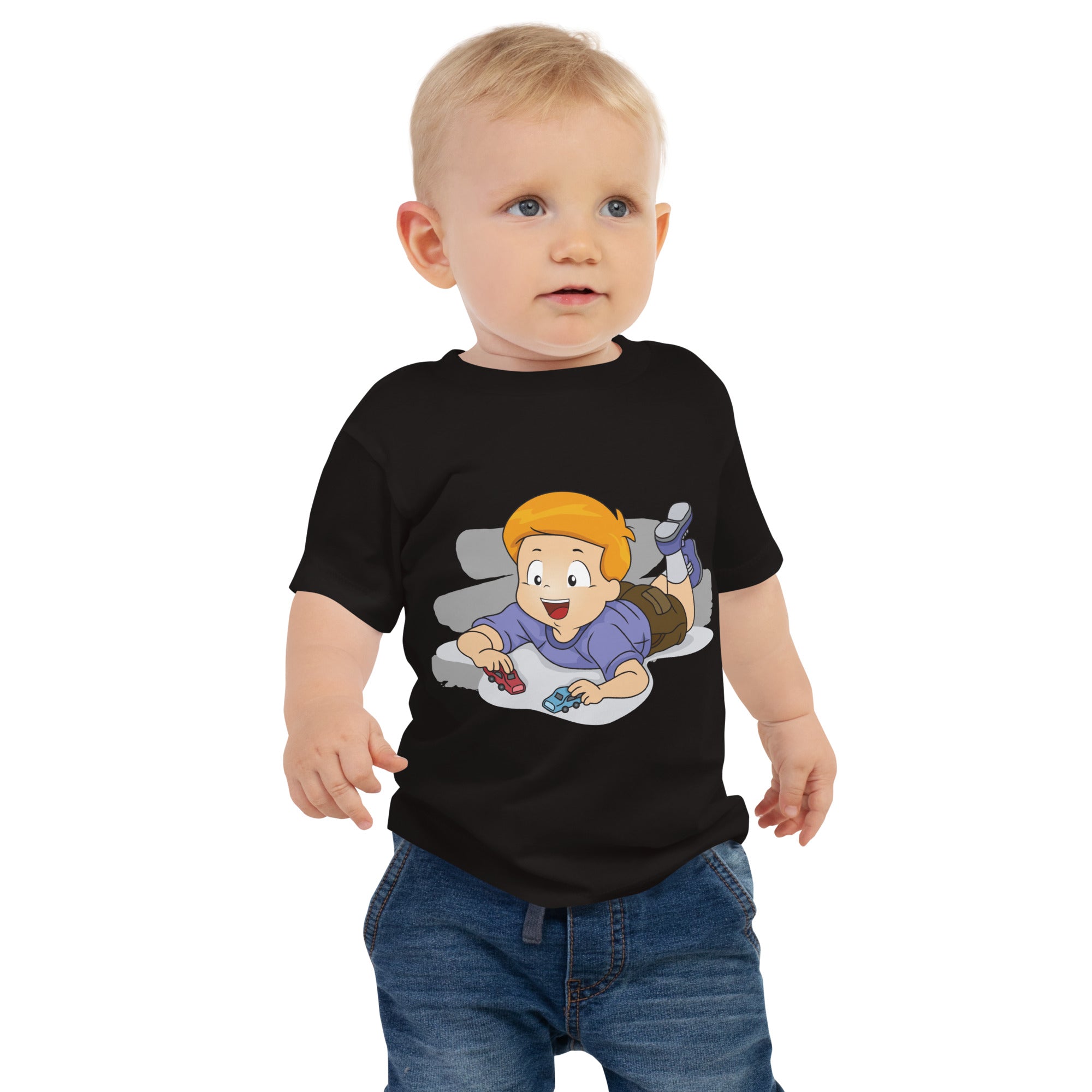 Baby Jersey Short Sleeve Tee - Cars (Black)