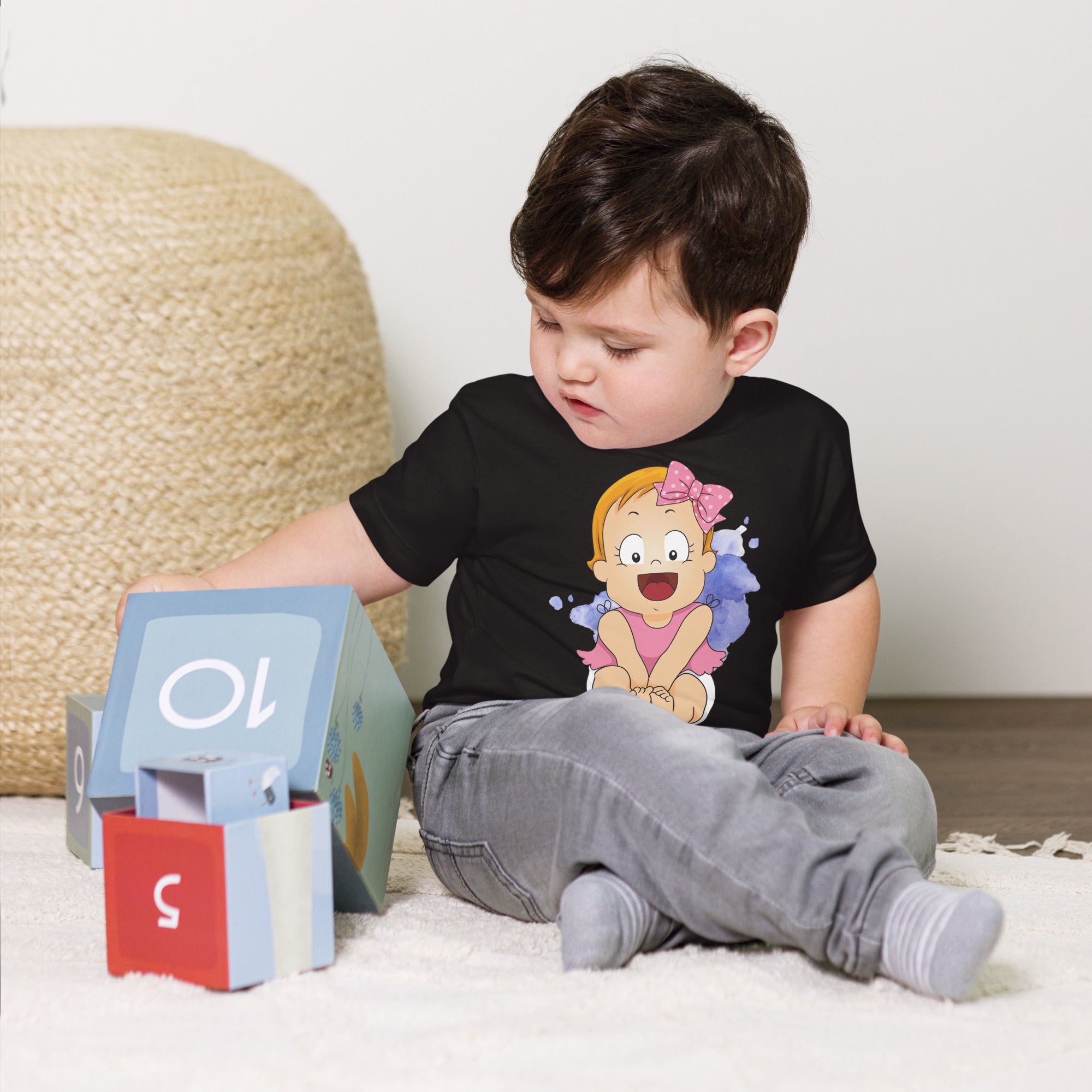 T-shirt à manches courtes en jersey pour bébé - Cutie (Noir)