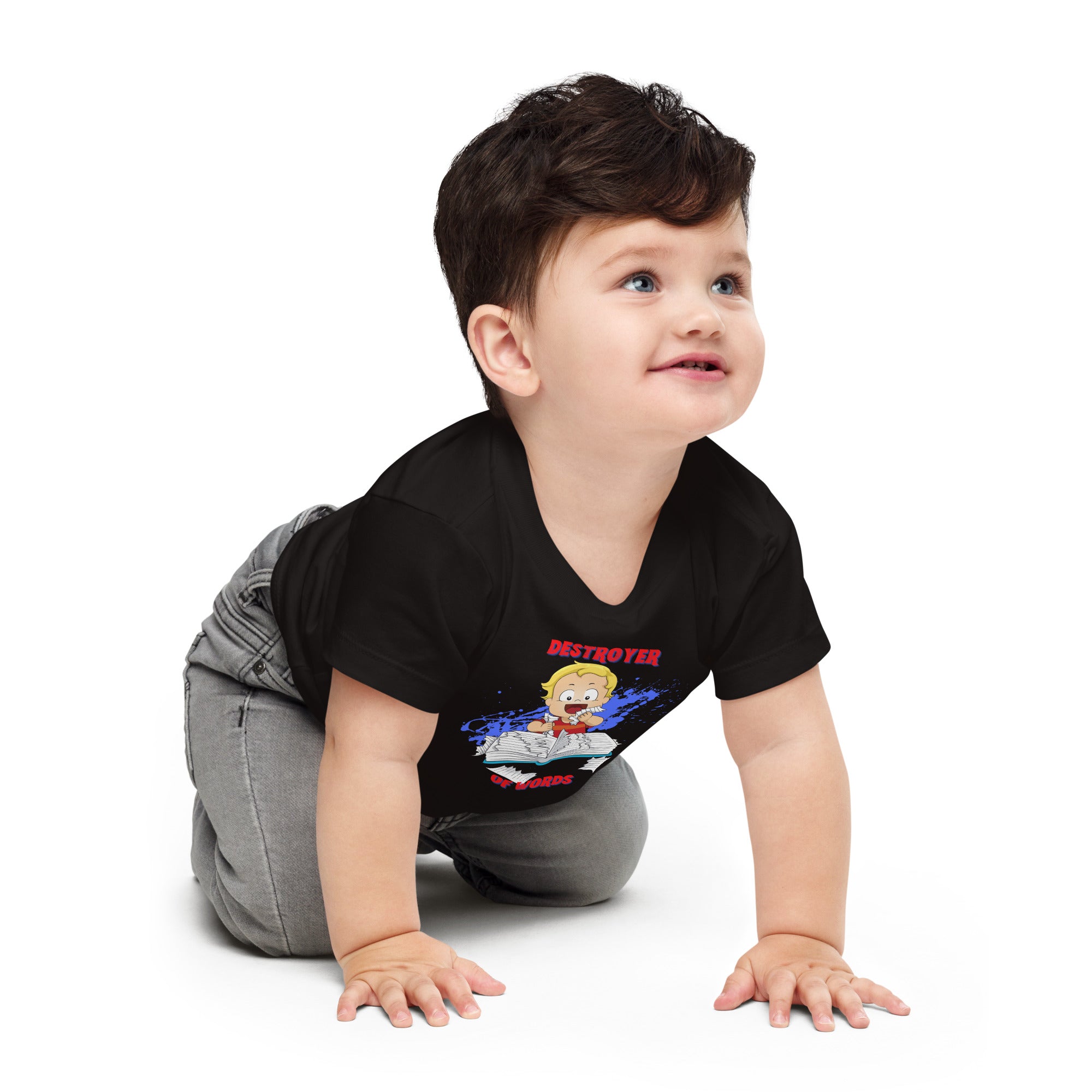 Tee-shirt à manches courtes en jersey pour bébé - Destructeur de mots (Noir)