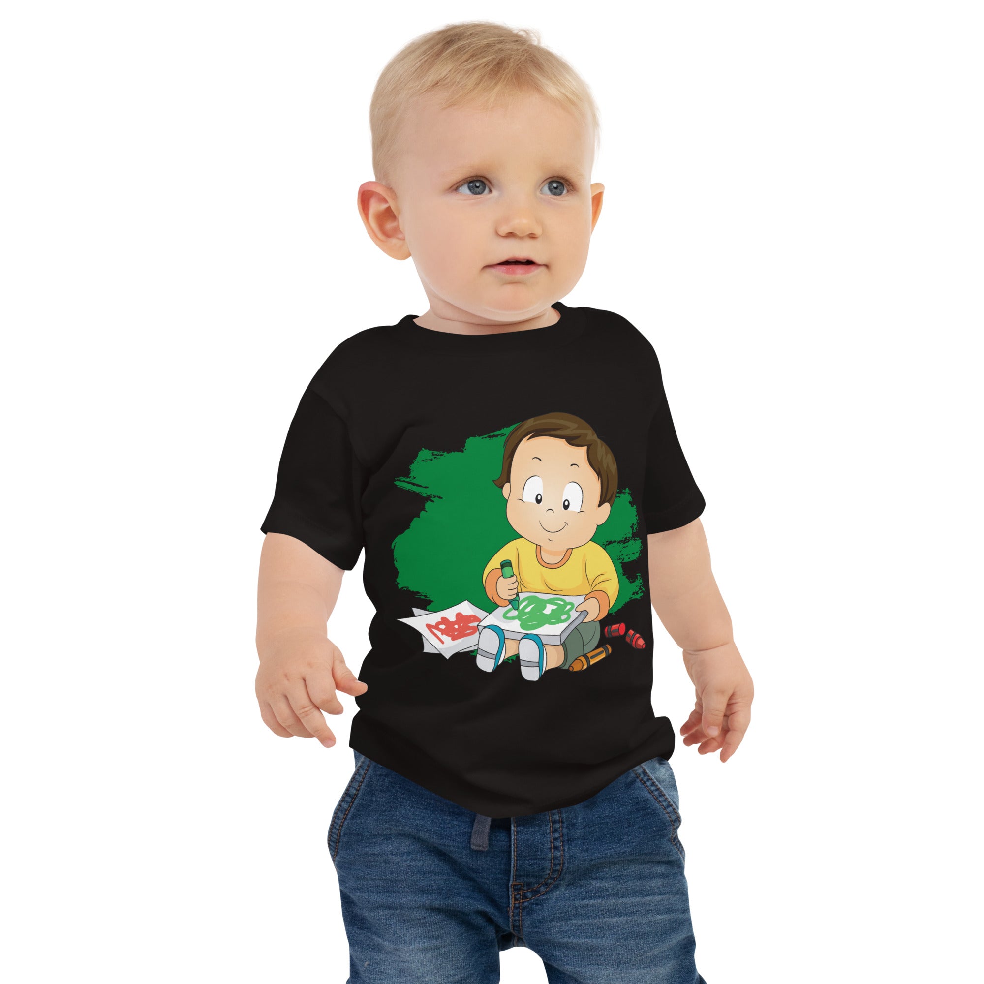 T-shirt à manches courtes en jersey pour bébé - Doodles (Noir)