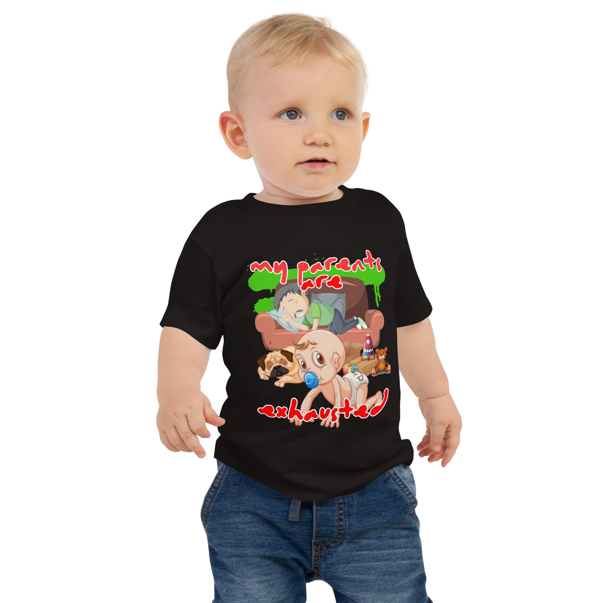 Baby Jersey Short Sleeve Tee - Exhausted (Black)