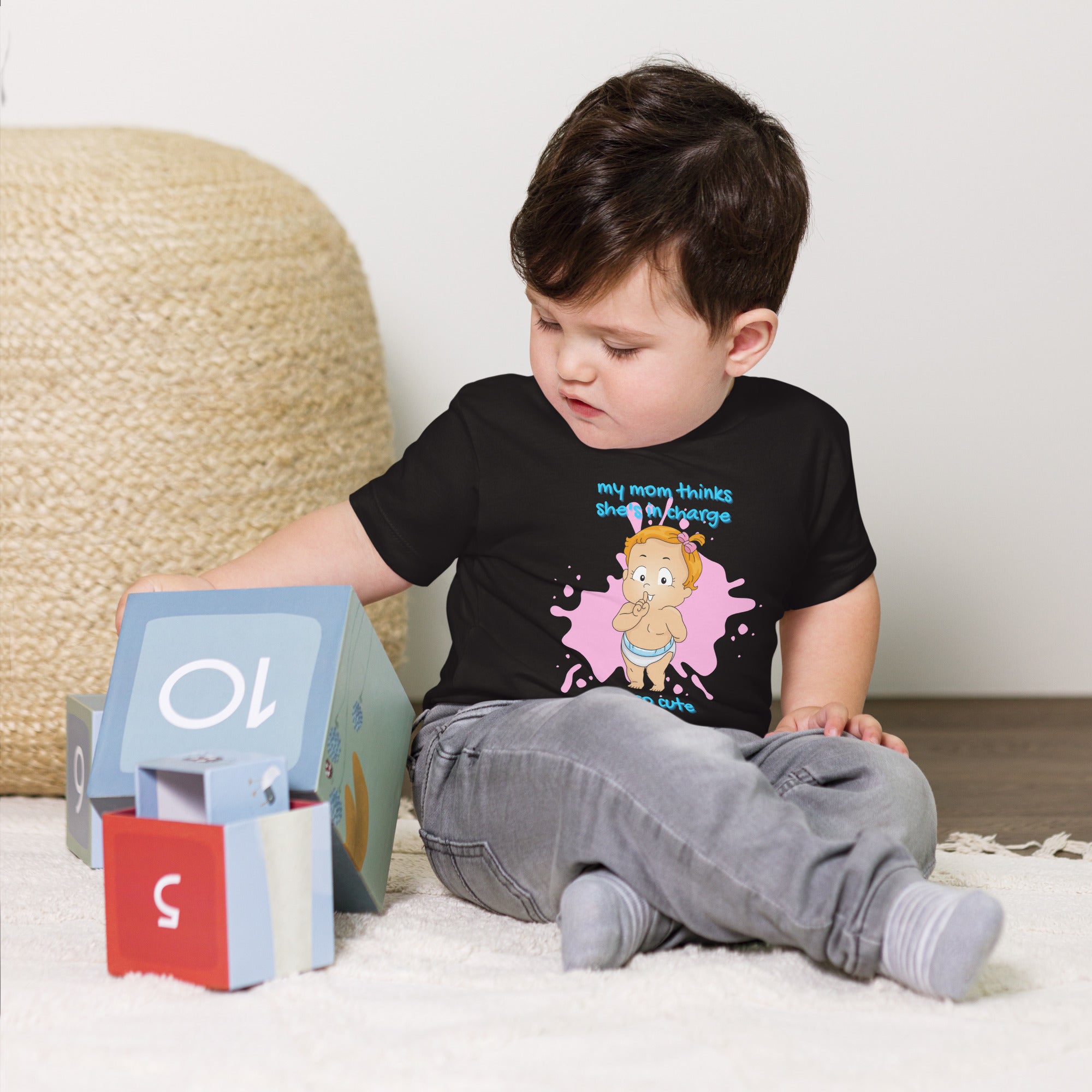 T-shirt à manches courtes en jersey pour bébé - In Charge (Noir)