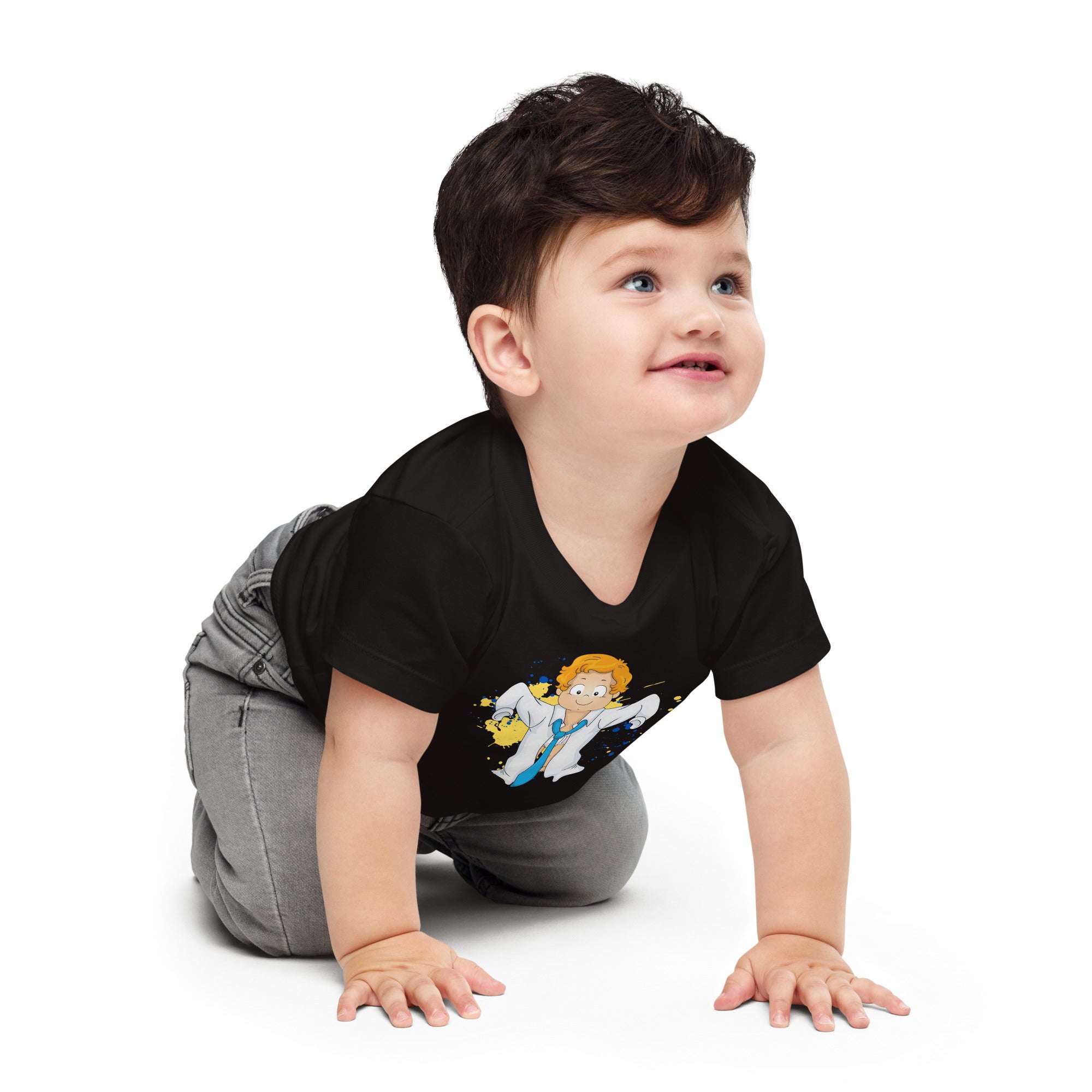 T-shirt à manches courtes en jersey pour bébé - Tout comme papa (noir)