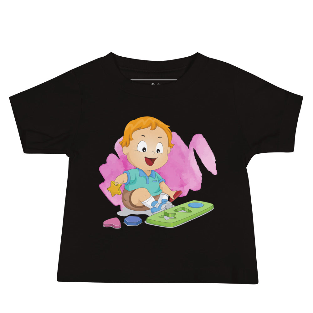 Camiseta de manga corta de jersey para bebé - Formas (Negro)