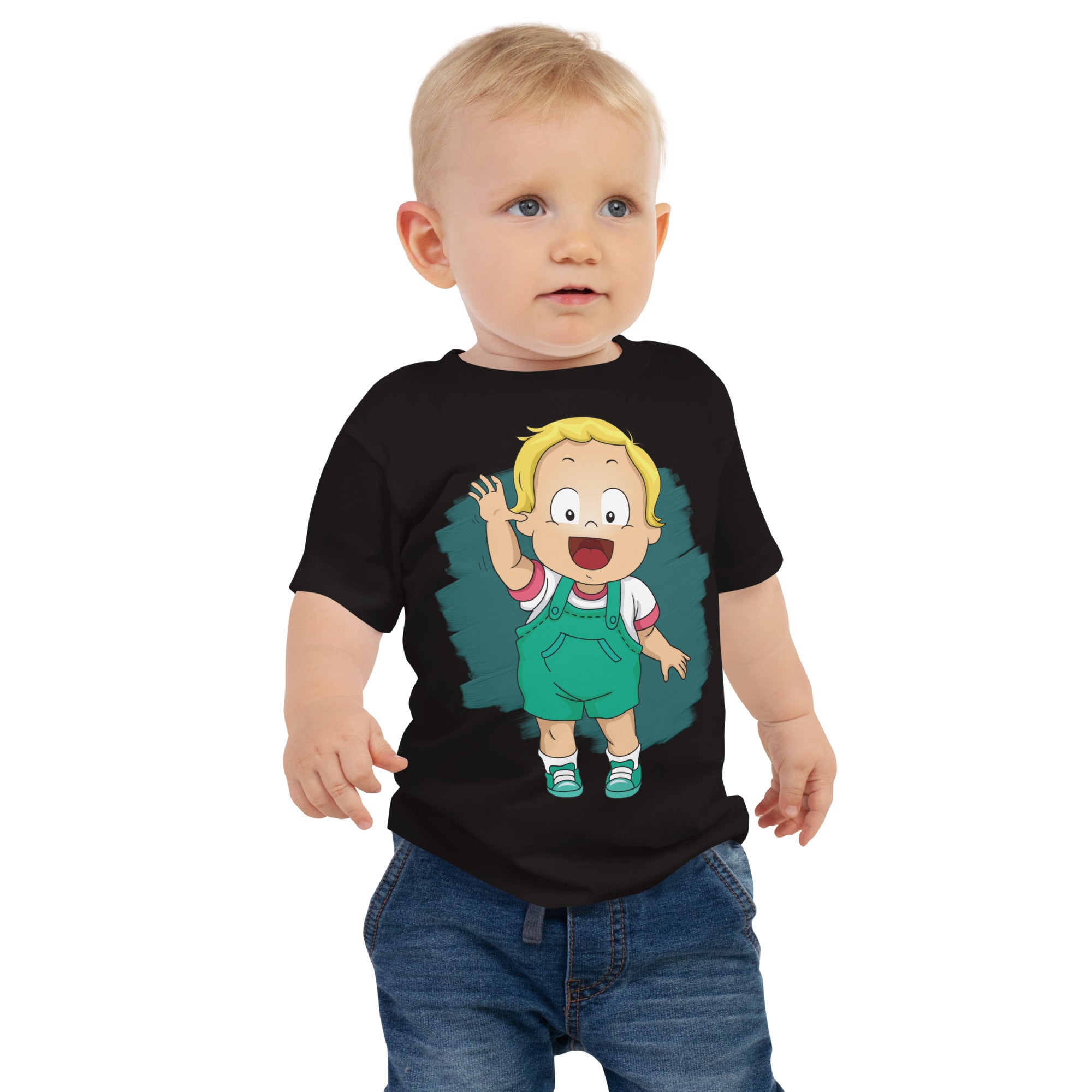 Camiseta de manga corta de jersey para bebé - Ola (Negro)