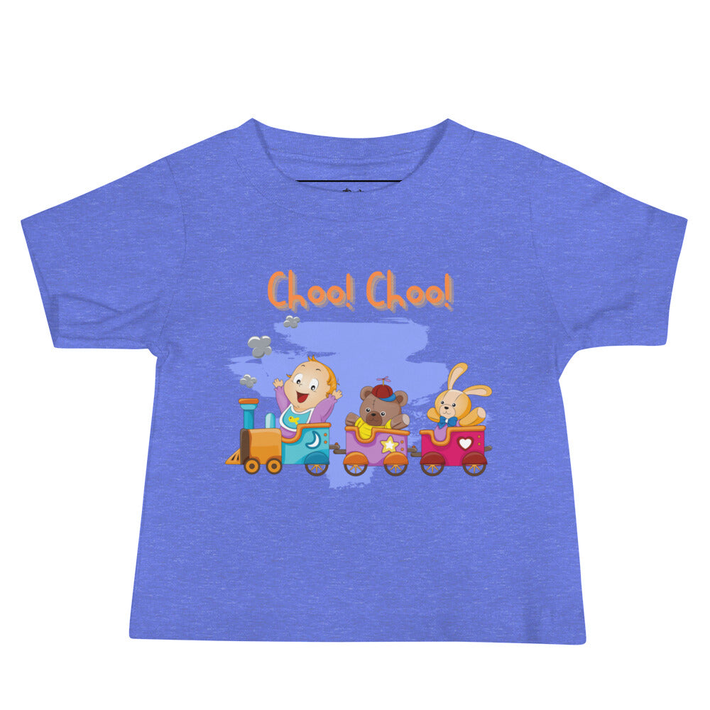 T-shirt à manches courtes en jersey pour bébé - Choo! Choo! (Couleurs)