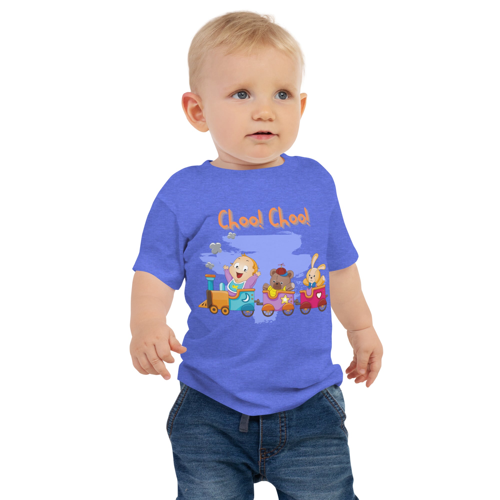 T-shirt à manches courtes en jersey pour bébé - Choo! Choo! (Couleurs)