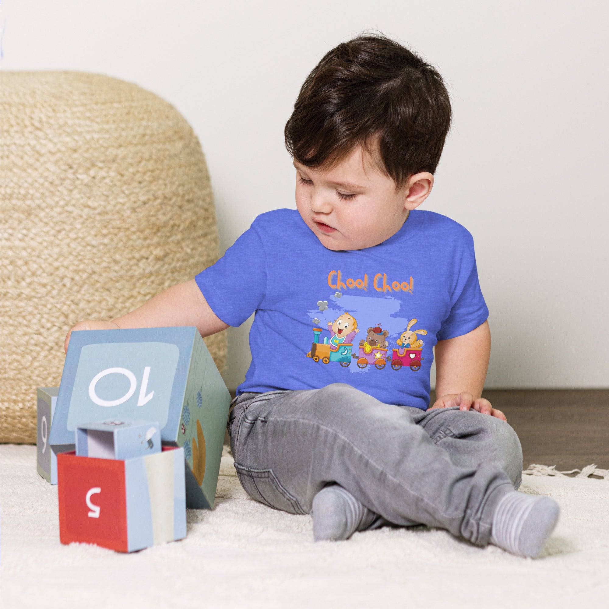 T-shirt à manches courtes en jersey pour bébé - Choo! Choo! (Couleurs)