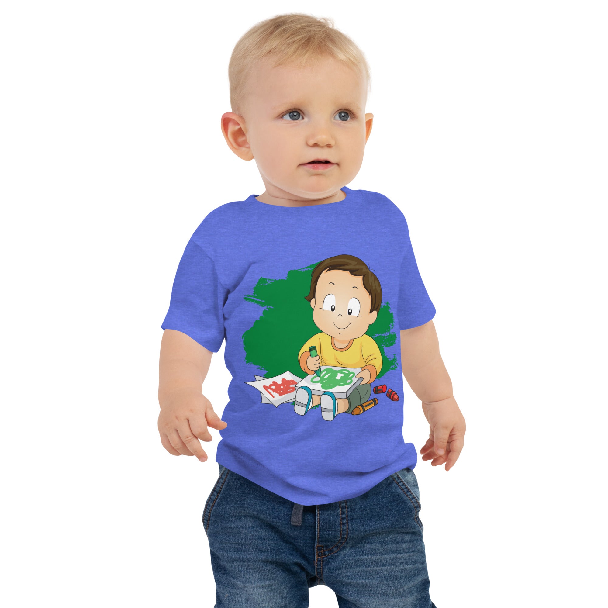 T-shirt à manches courtes en jersey pour bébé - Doodles (couleurs)