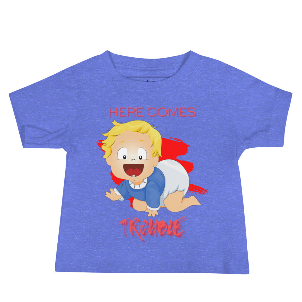 Camiseta de manga corta de jersey para bebé - Trouble (Colores)