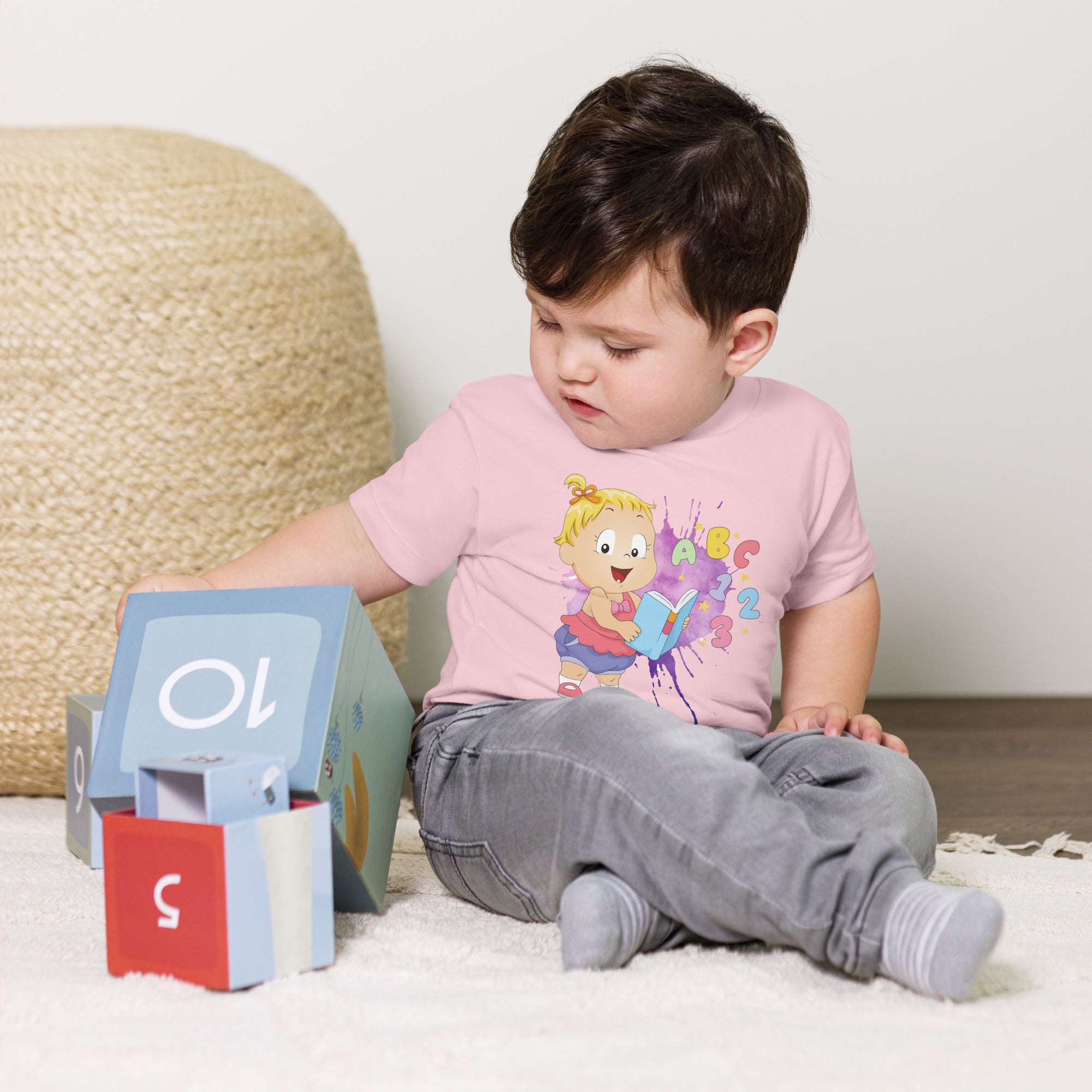 T-shirt à manches courtes en jersey pour bébé - ABC123 (couleurs)