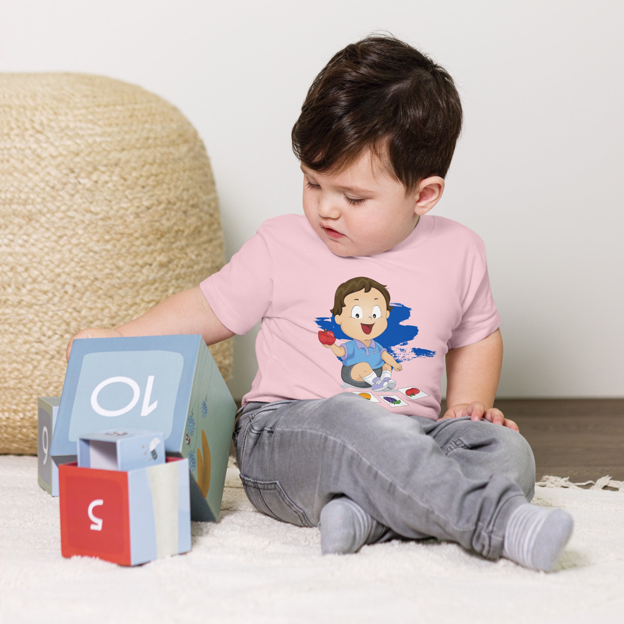 T-shirt à manches courtes en jersey pour bébé - Pomme (couleurs)