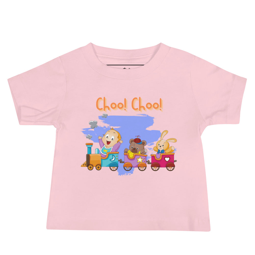 T-shirt à manches courtes en jersey pour bébé - Choo! Choo! (Couleurs)