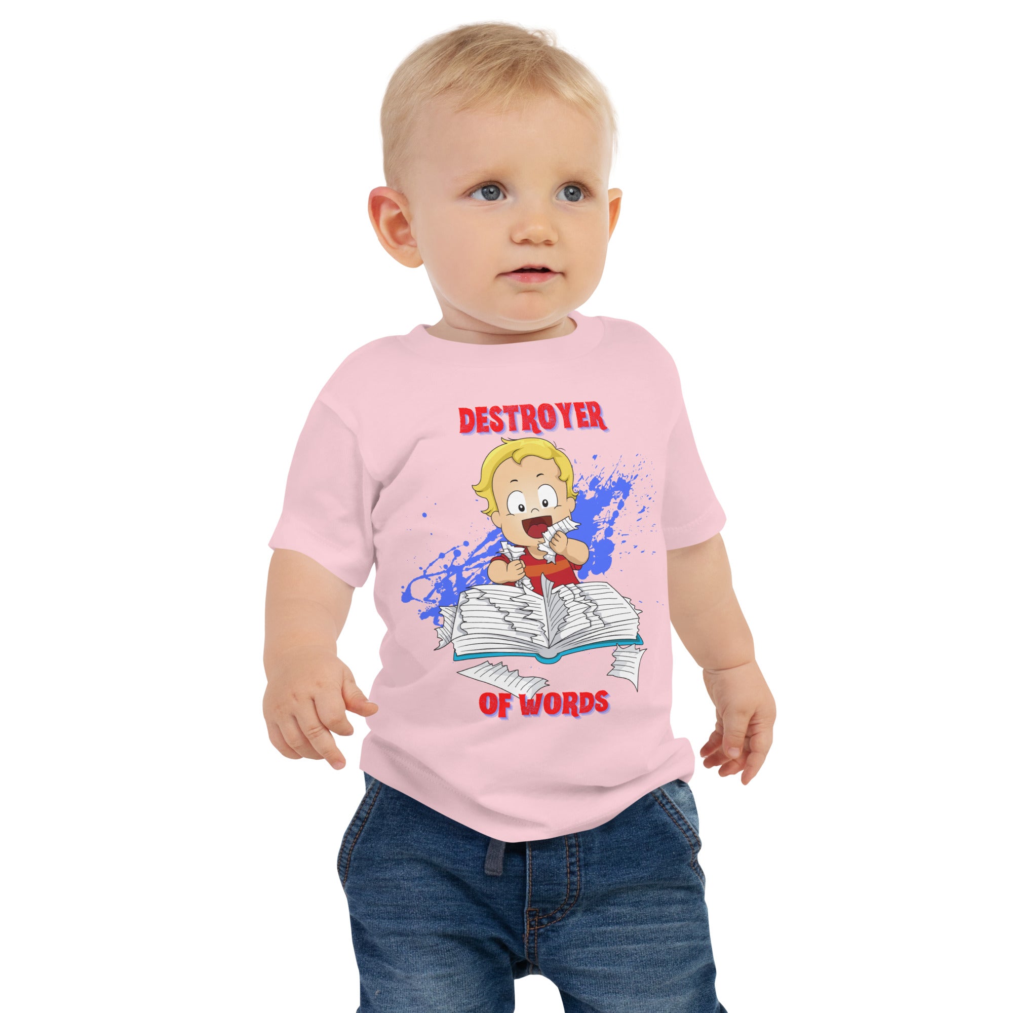 Tee-shirt à manches courtes en jersey pour bébé - Destructeur de mots (Couleurs)