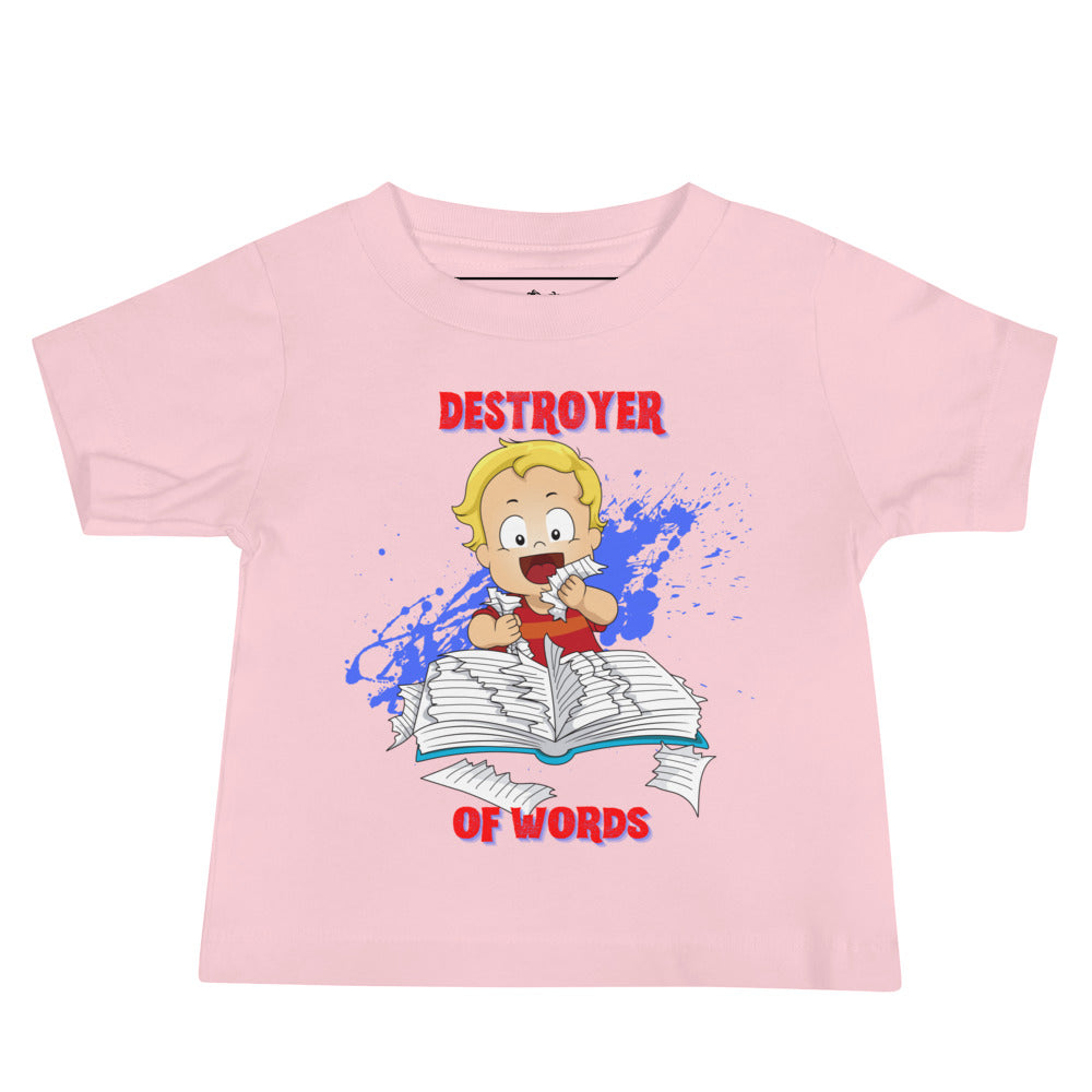 Camiseta de manga corta de jersey para bebé - Destructor de palabras (Colores)