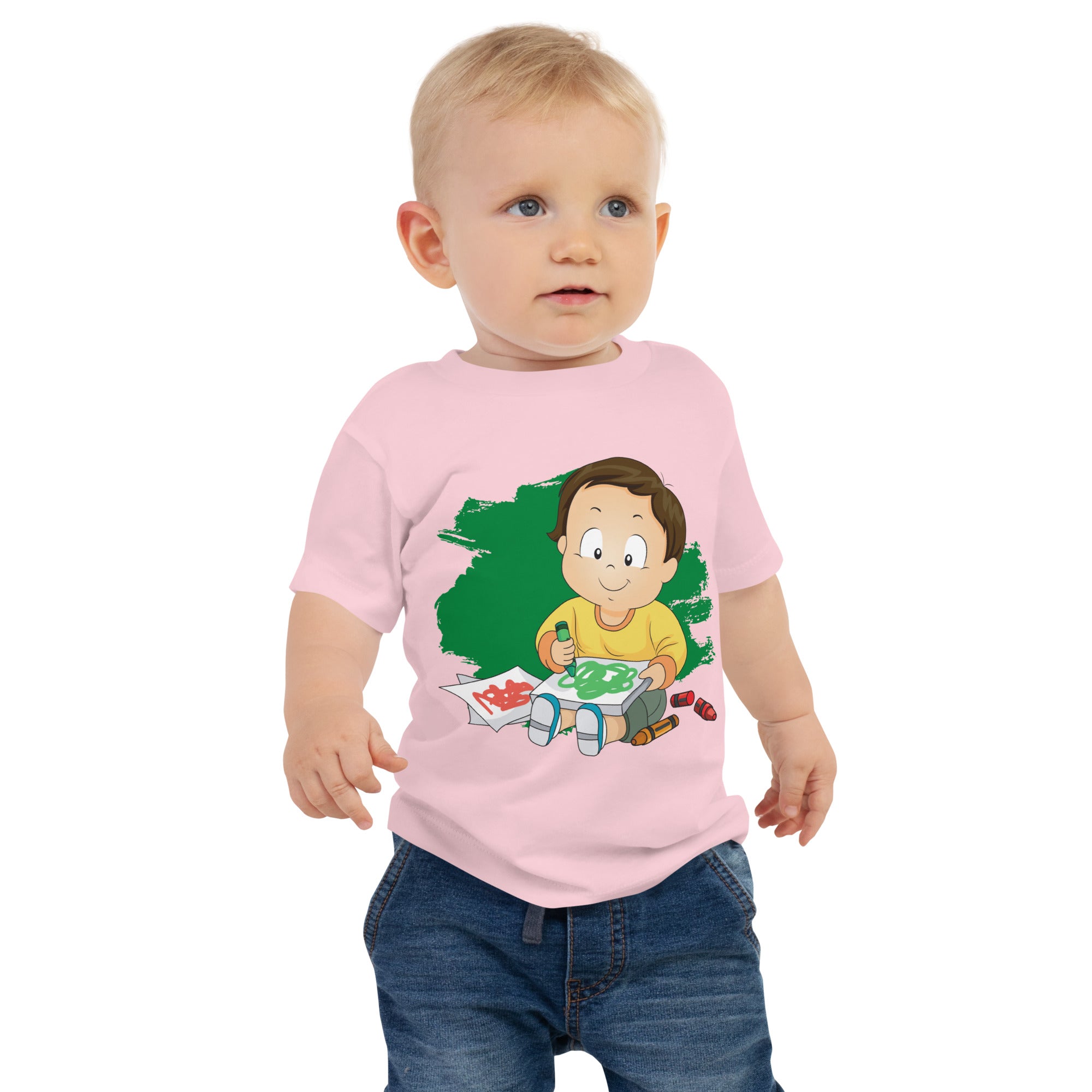 T-shirt à manches courtes en jersey pour bébé - Doodles (couleurs)