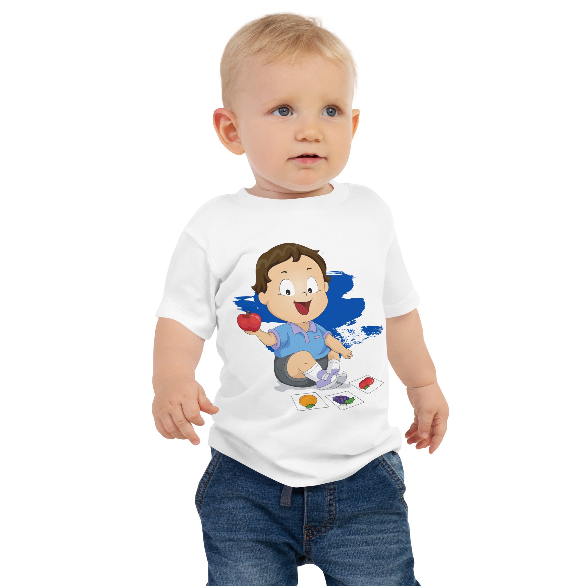 T-shirt à manches courtes en jersey pour bébé - Pomme (Blanc)