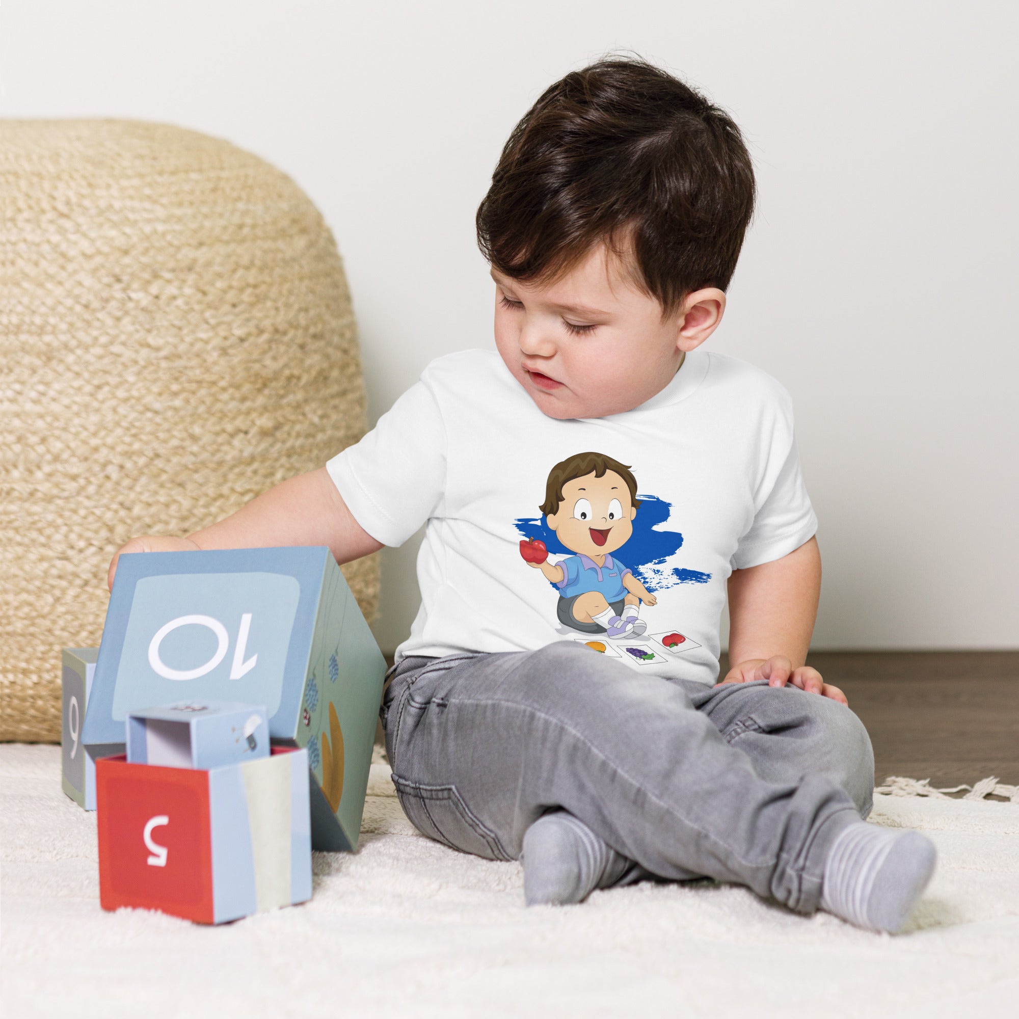 T-shirt à manches courtes en jersey pour bébé - Pomme (Blanc)