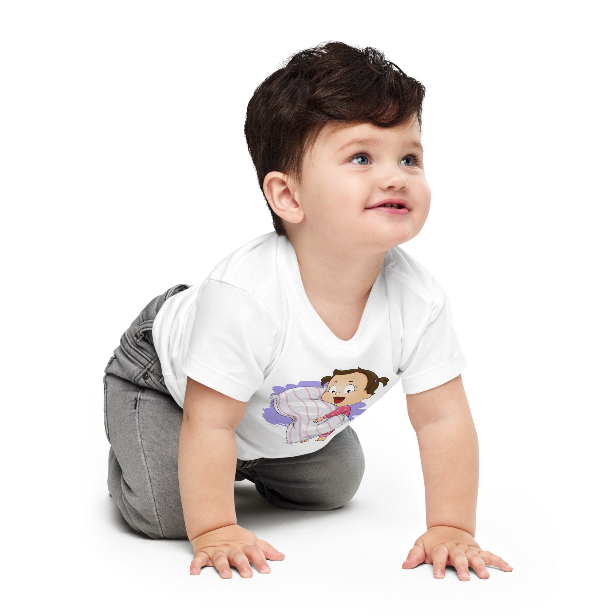 Baby Jersey Short Sleeve Tee - Bedtime (White)