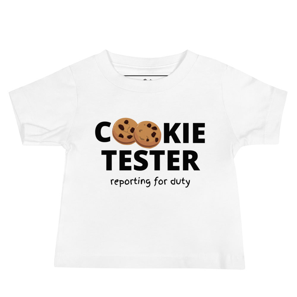 T-shirt à manches courtes en jersey pour bébé - Cookie Tester (Blanc)