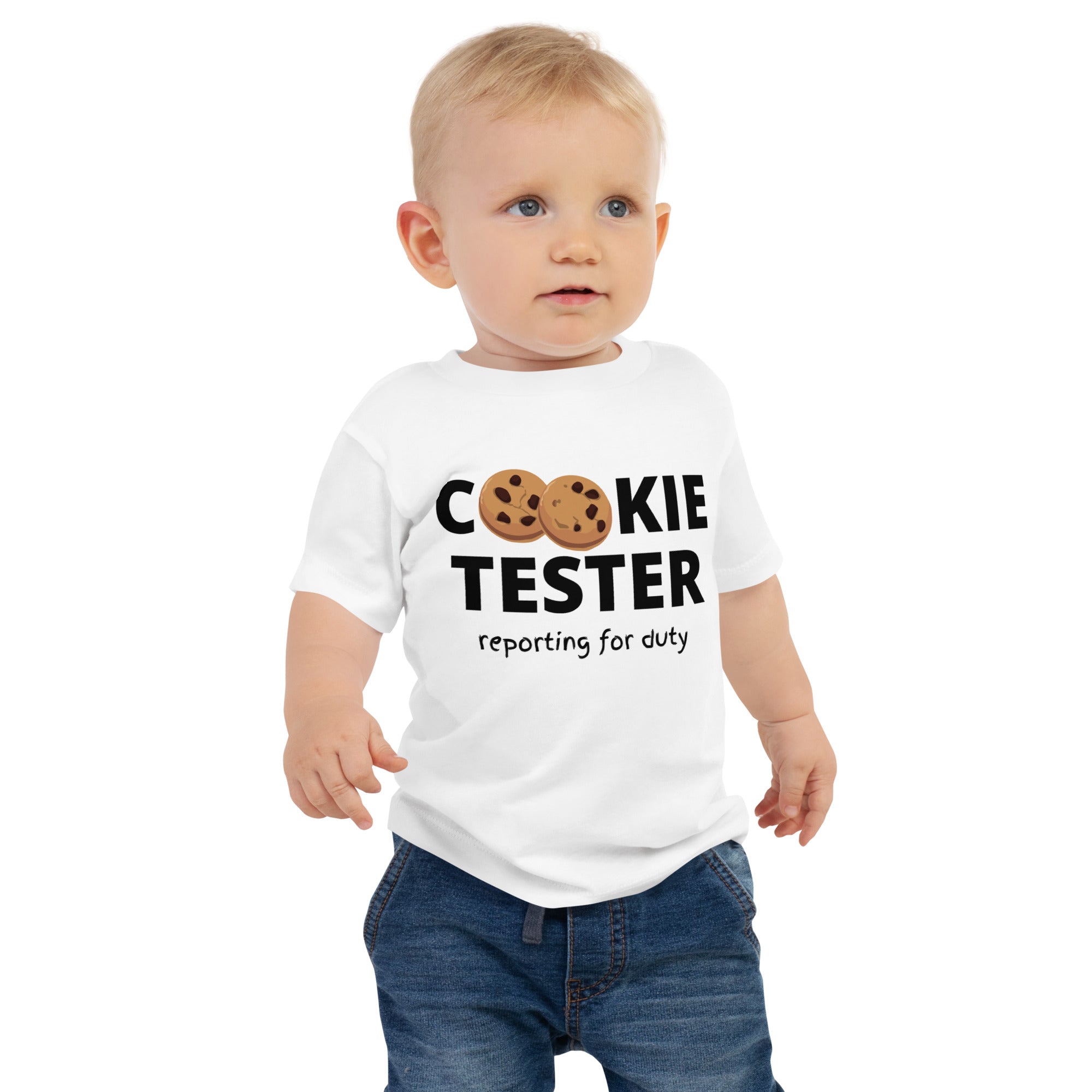 Camiseta de manga corta para bebé - Cookie Tester (Blanco)