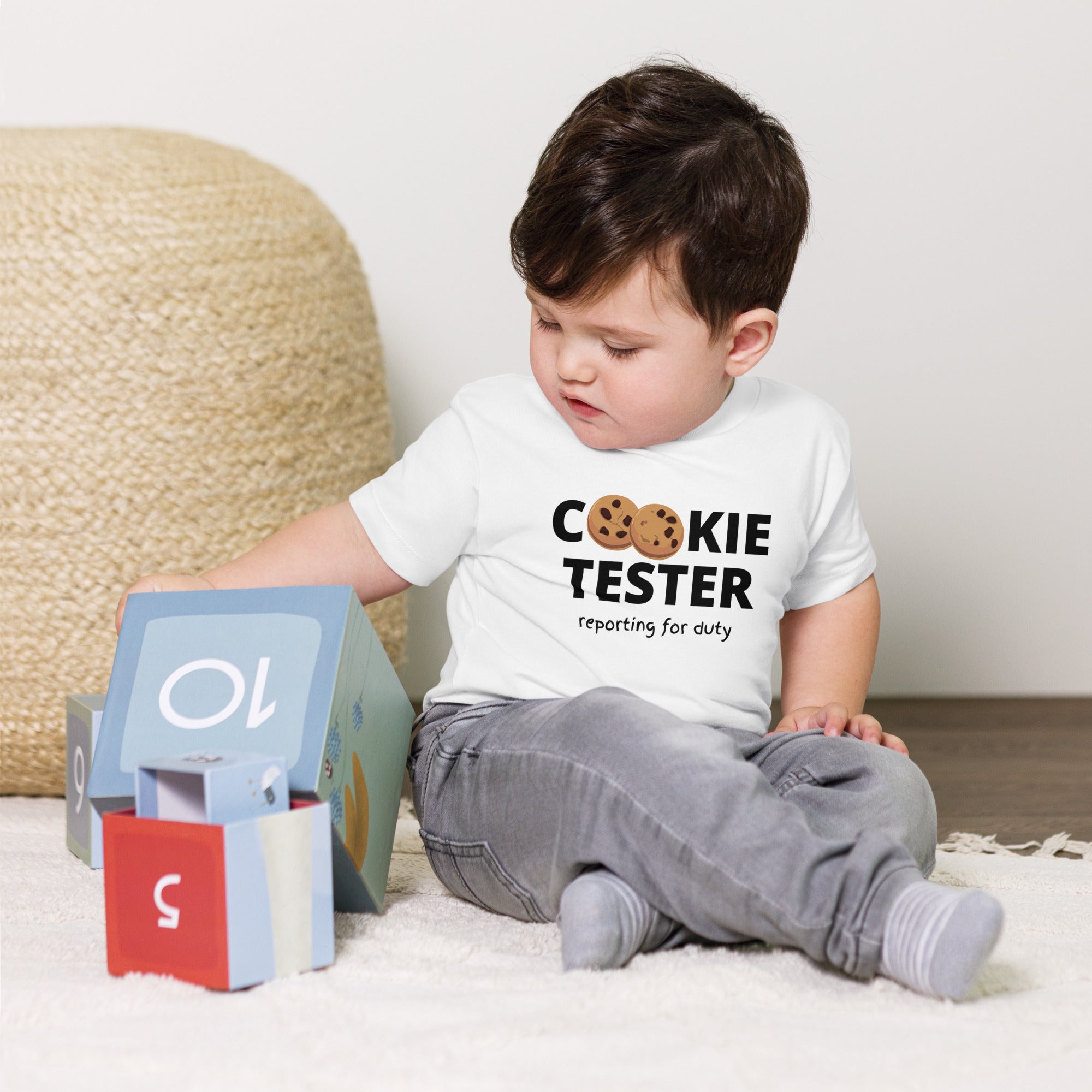 Camiseta de manga corta para bebé - Cookie Tester (Blanco)