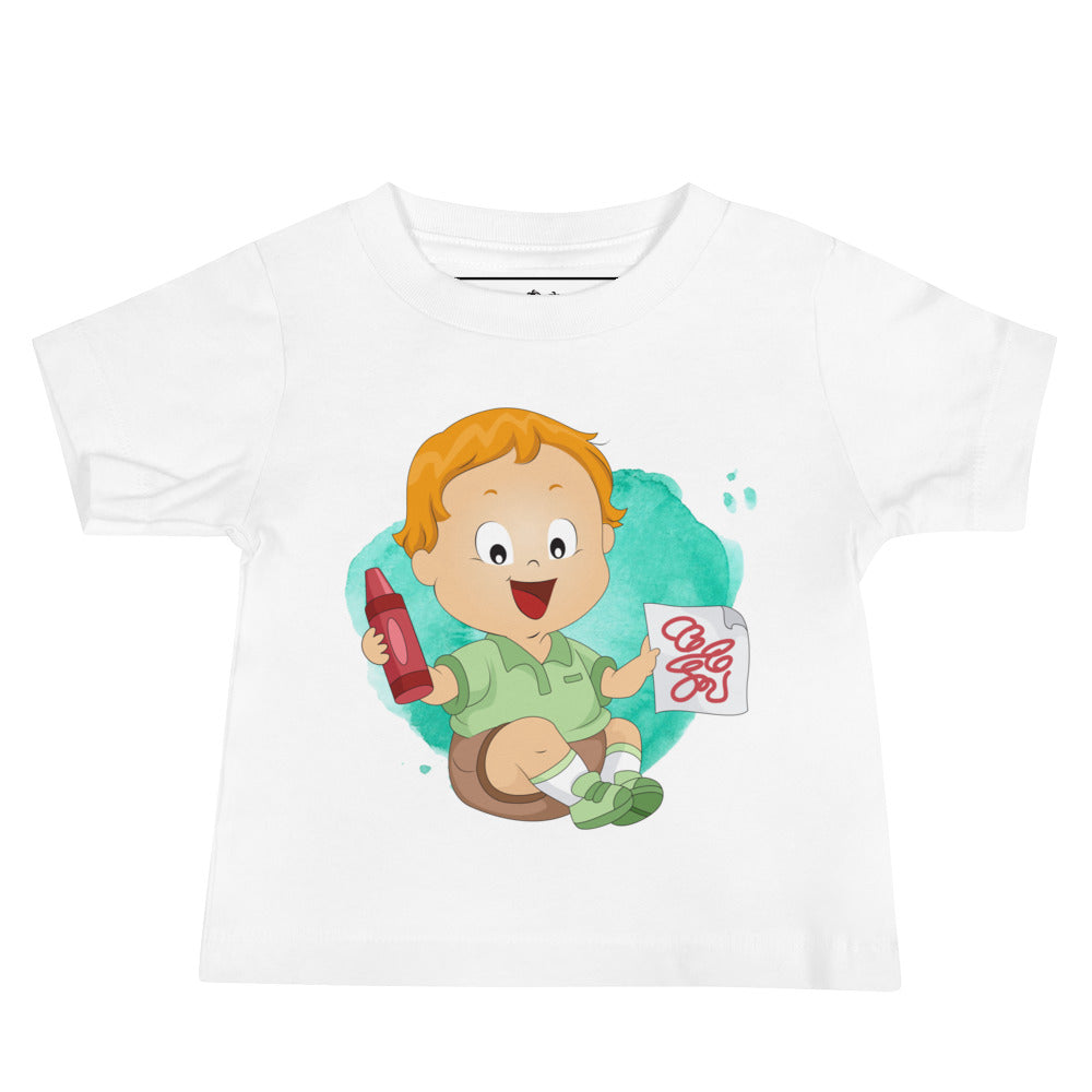 Baby Jersey Short Sleeve Tee - Crayon (White)