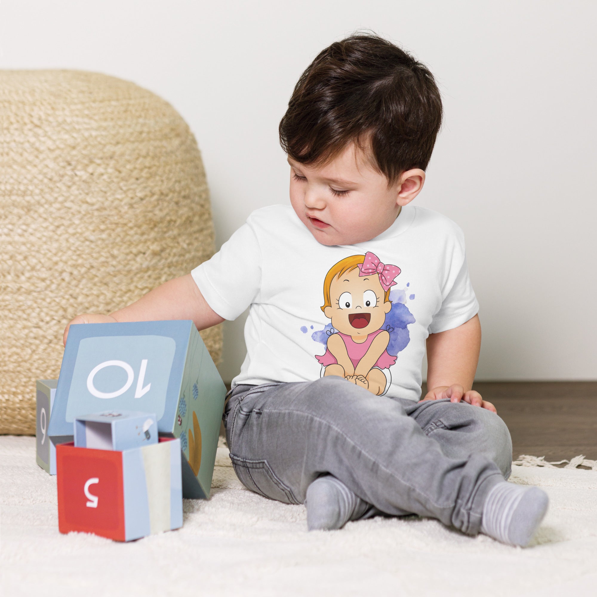 T-shirt à manches courtes en jersey pour bébé - Cutie (Blanc)