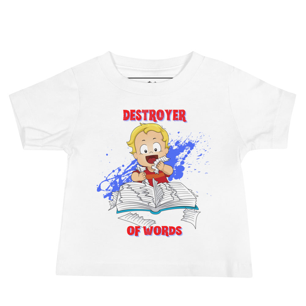 Camiseta de manga corta para bebé - Destructor de palabras (Blanco)