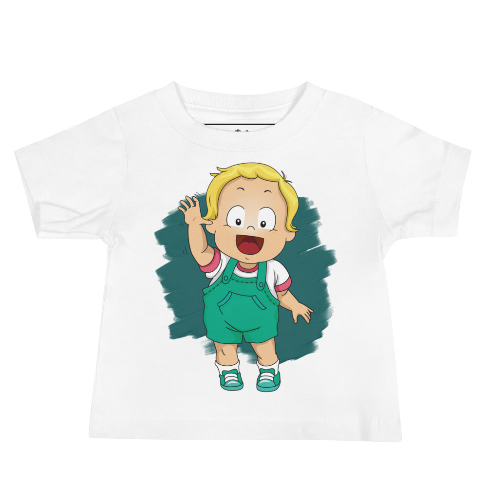 Camiseta de manga corta de jersey para bebé - Ola (Blanco)