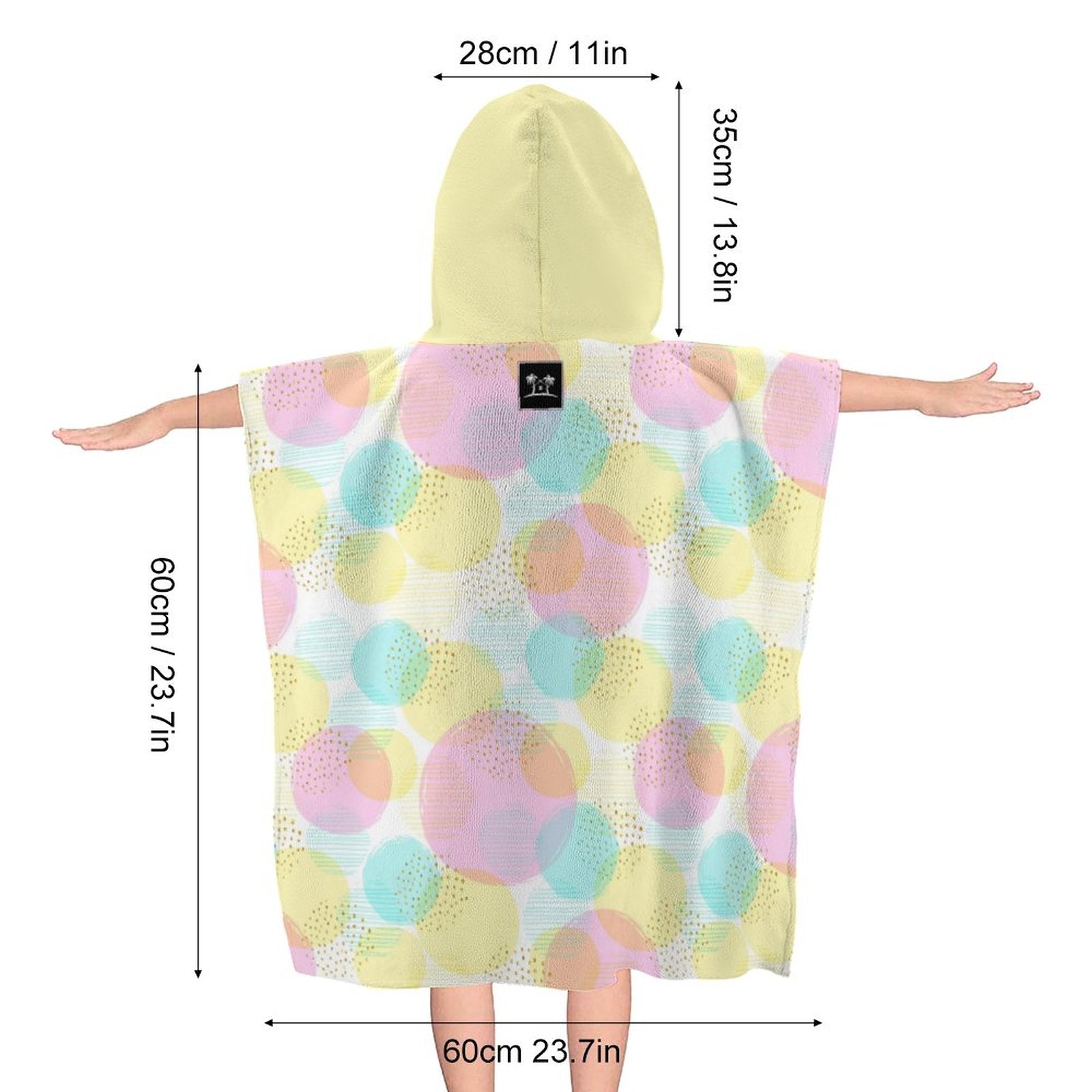 Kids Hooded Terry Cloth Towel - Pastel Circles