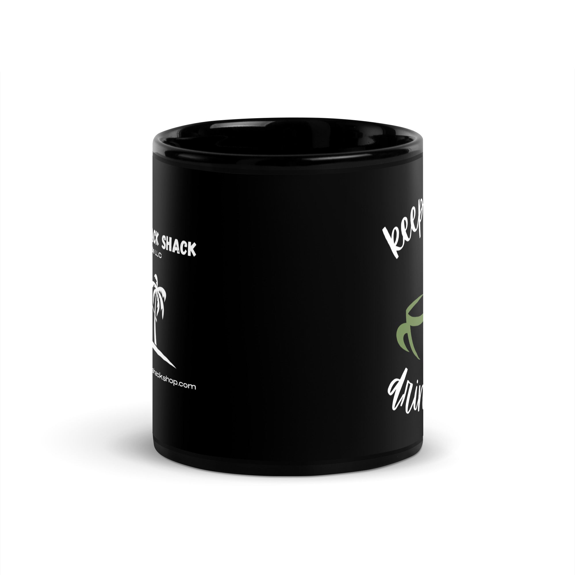 Taza negra brillante - Keep Calm Drink Tea (mano en L)