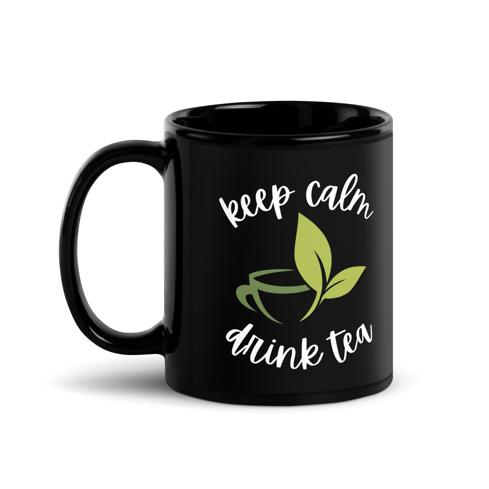 Black Glossy Mug - Keep Calm Drink Tea (R-Handed)