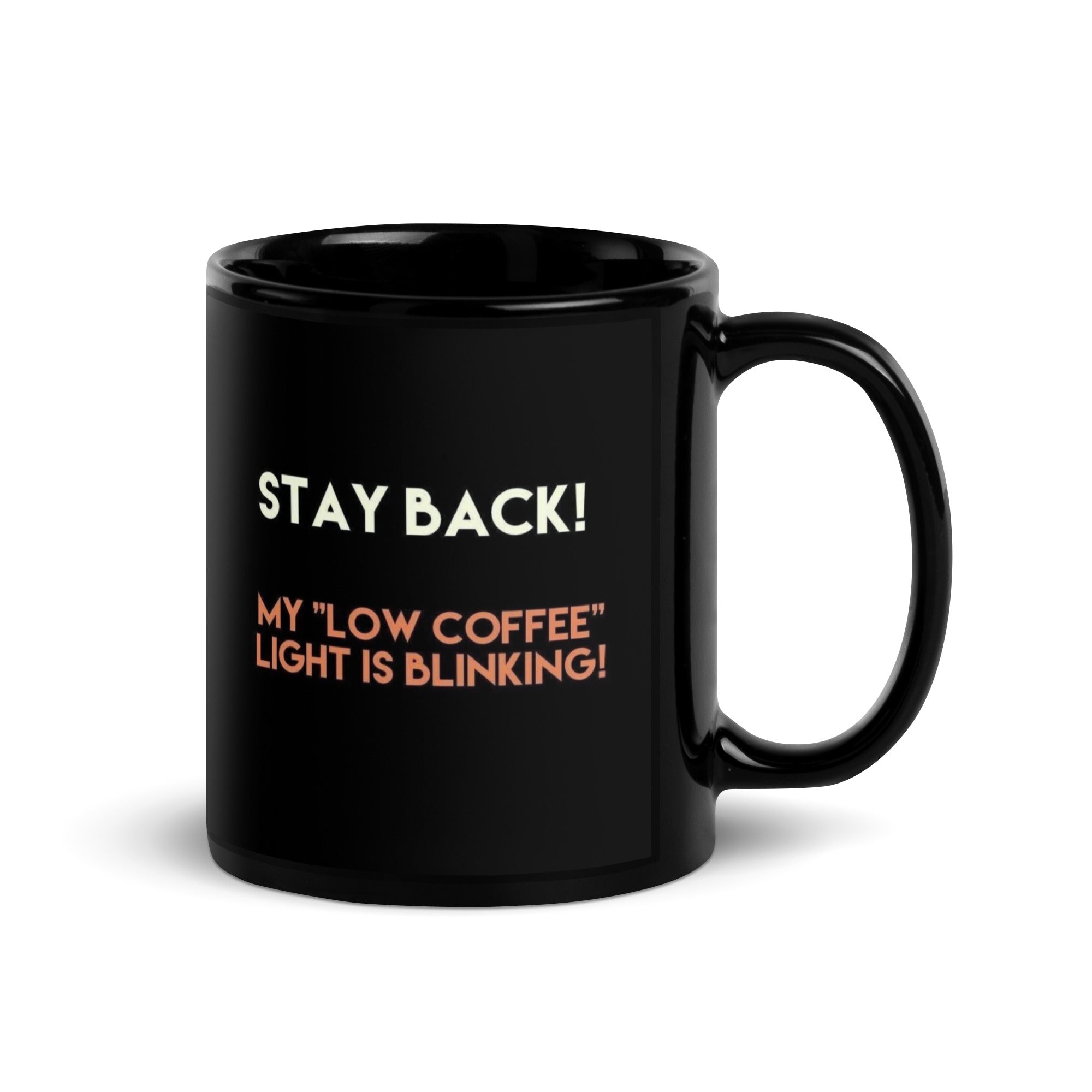 Black Glossy Mug - Low Coffee Light (L-Handed)