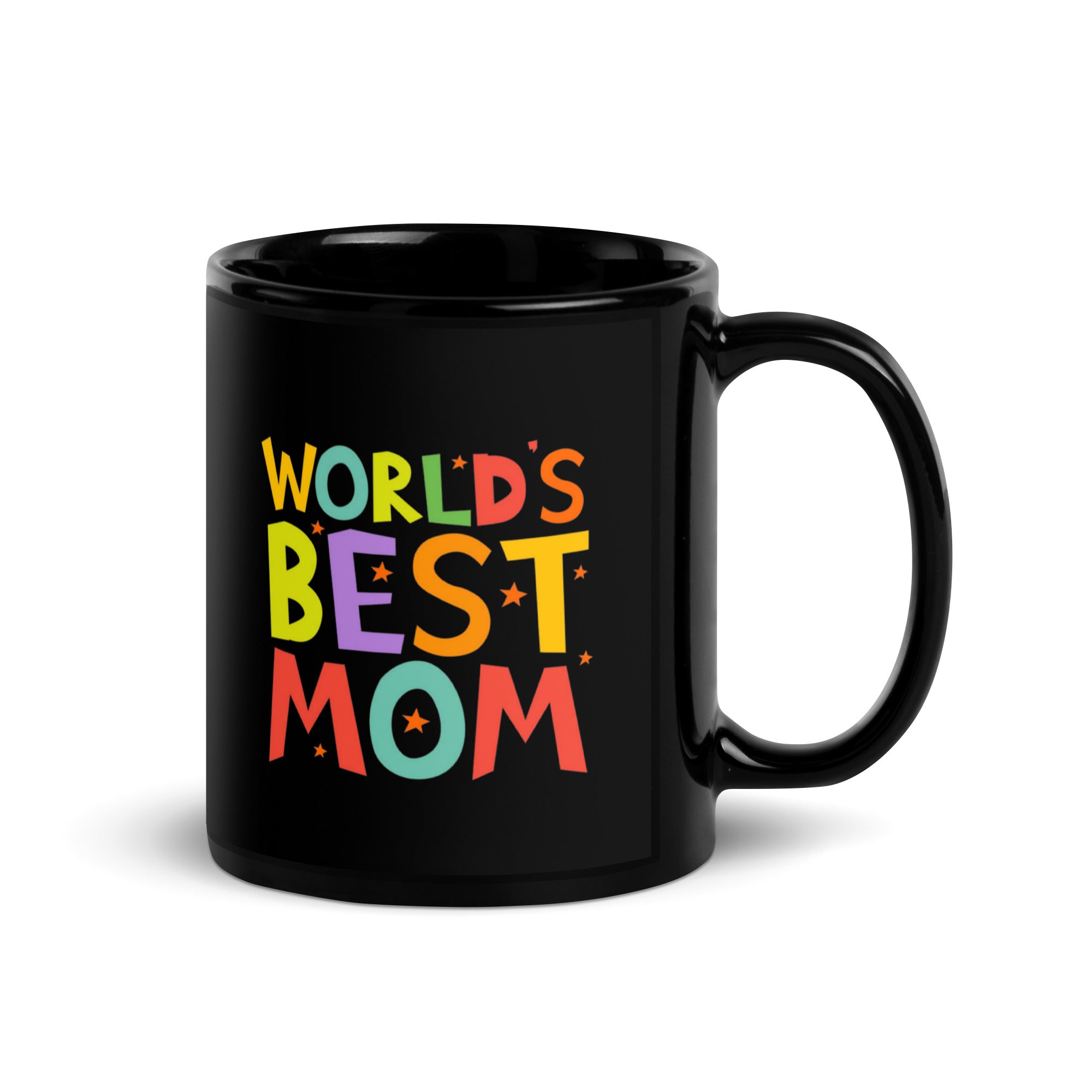 Black Glossy Mug - World's Best Mom (L-Handed)