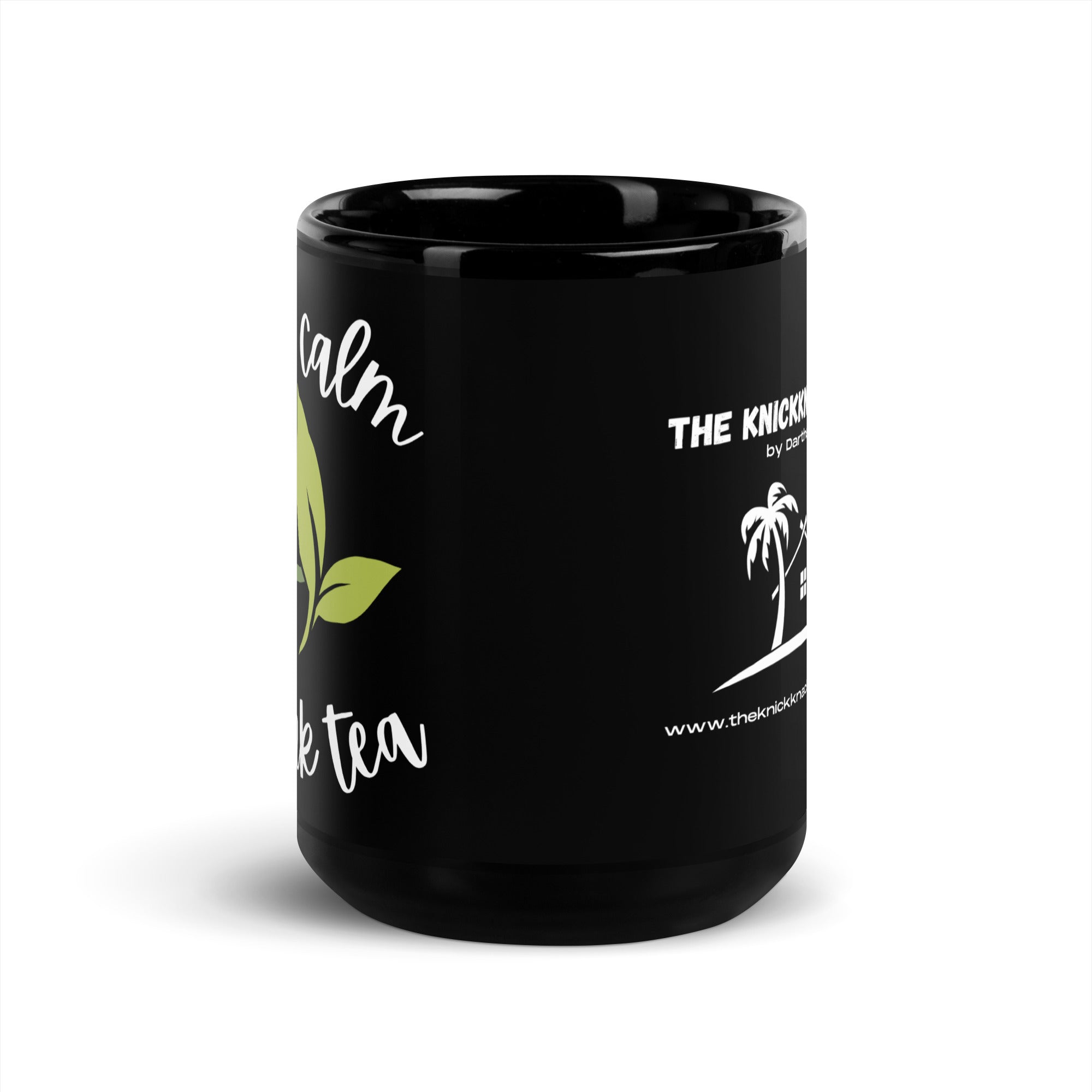 Black Glossy Mug - Keep Calm Drink Tea (R-Handed)