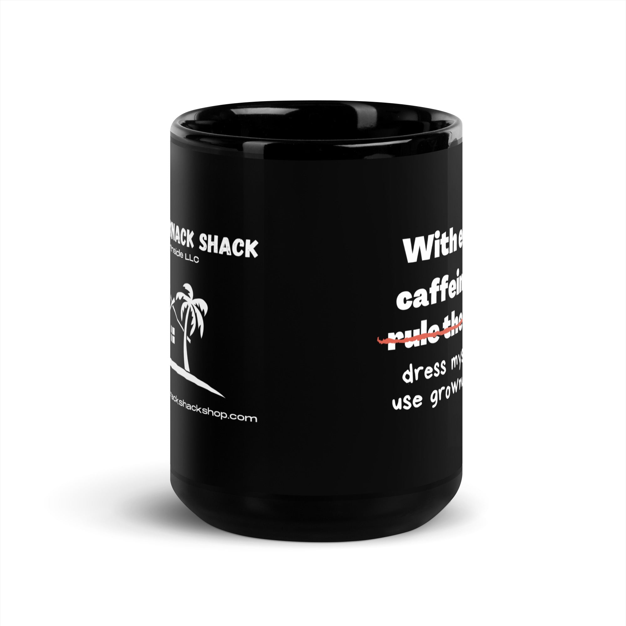 Black Glossy Mug - With Enough Caffeine (L-Handed)
