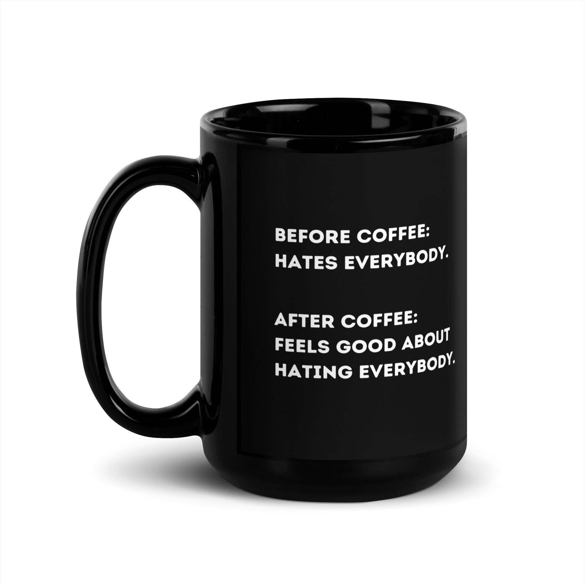Black Glossy Mug - Before Coffee (R-Handed)