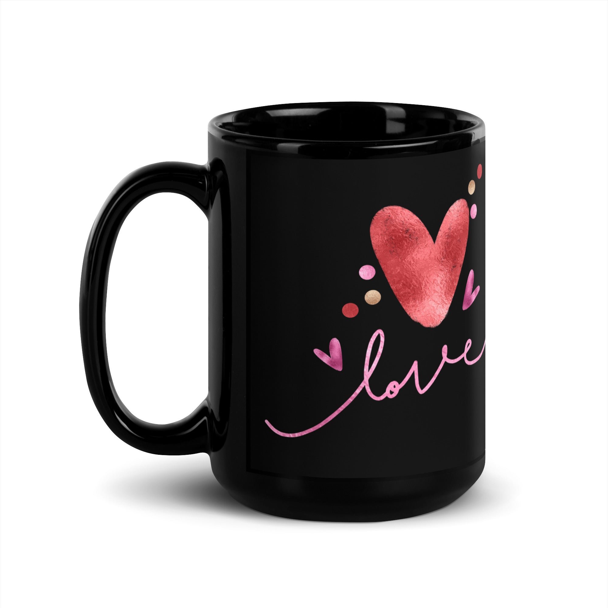 Black Glossy Mug - Love (R-Handed)