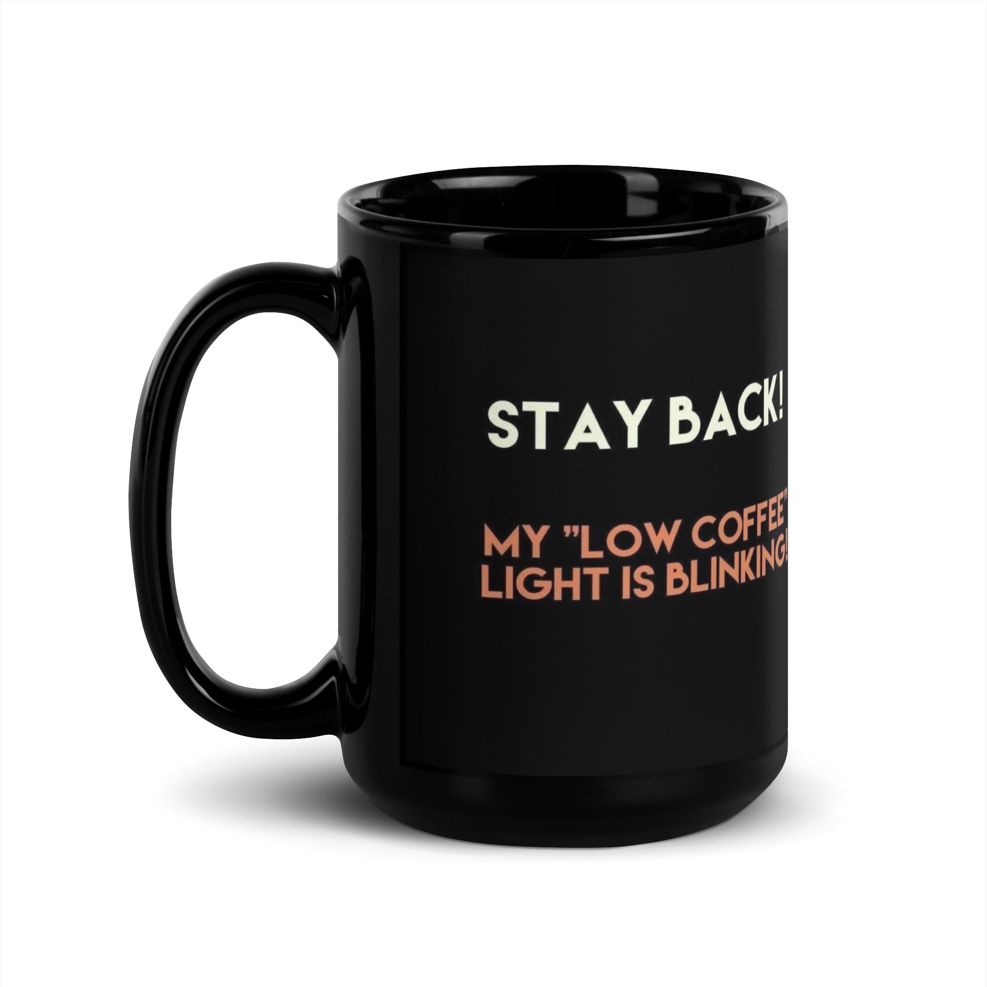 Taza negra brillante - Luz de café baja (mano derecha)