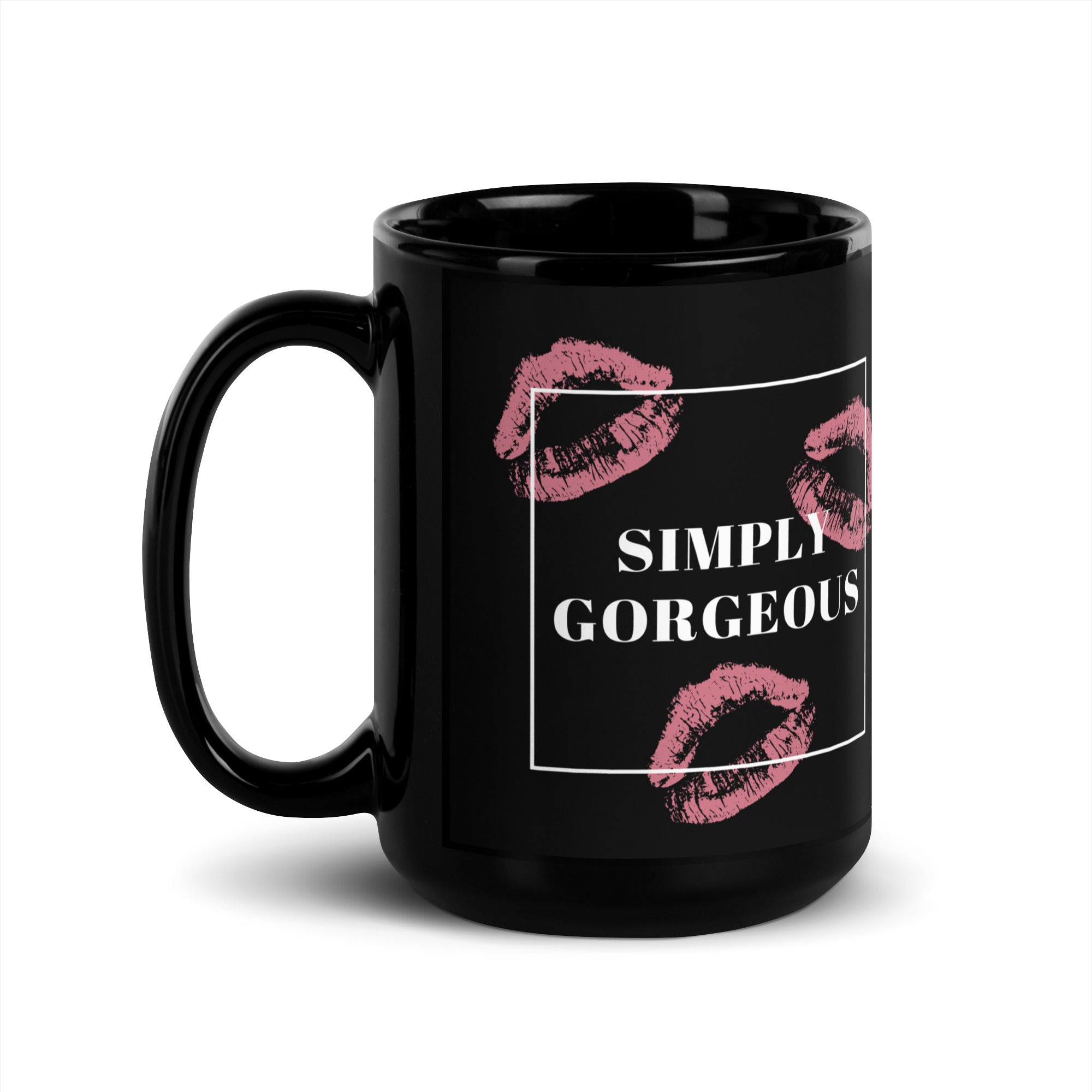 Taza negra brillante - Simply Gorgeous (mano derecha)