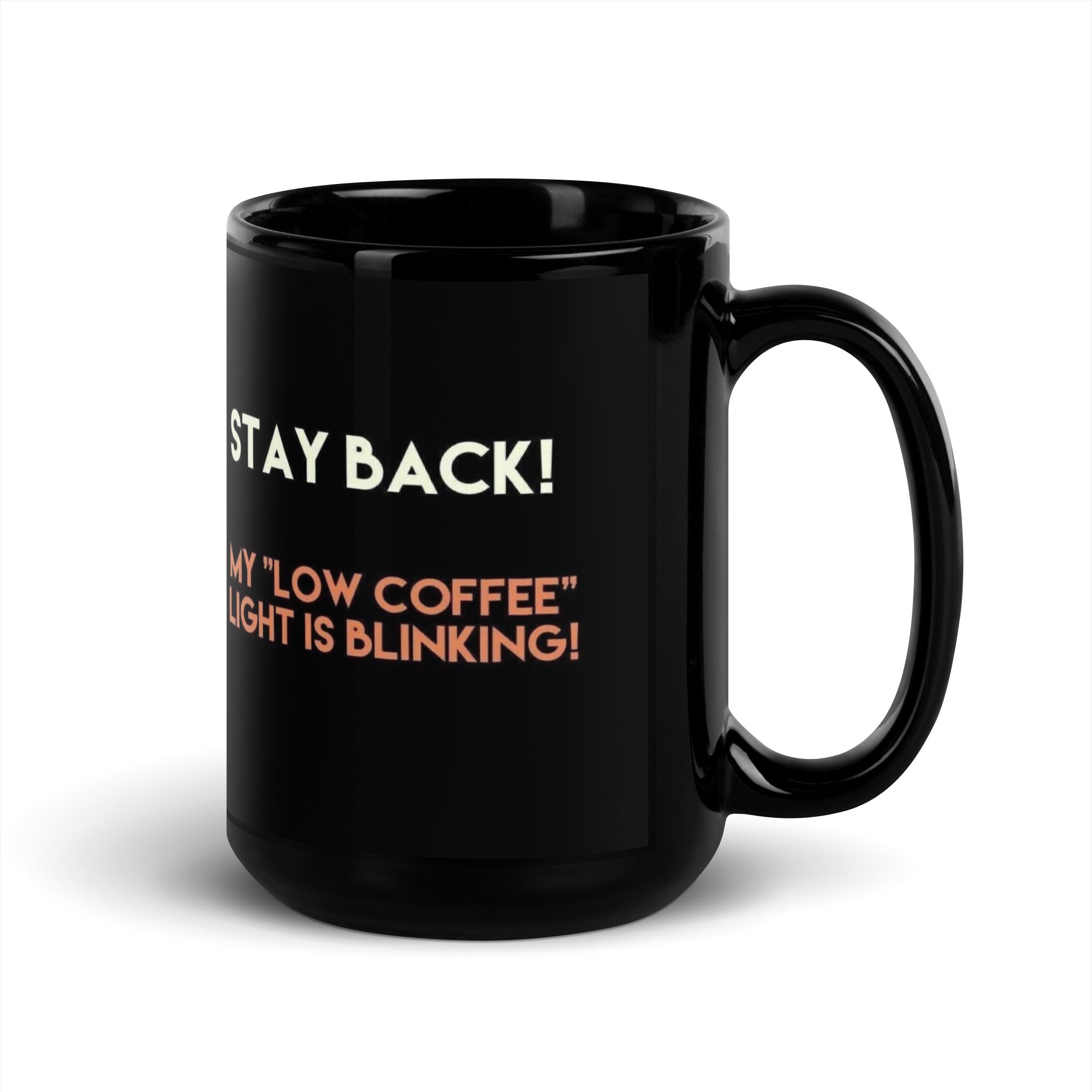 Black Glossy Mug - Low Coffee Light (L-Handed)